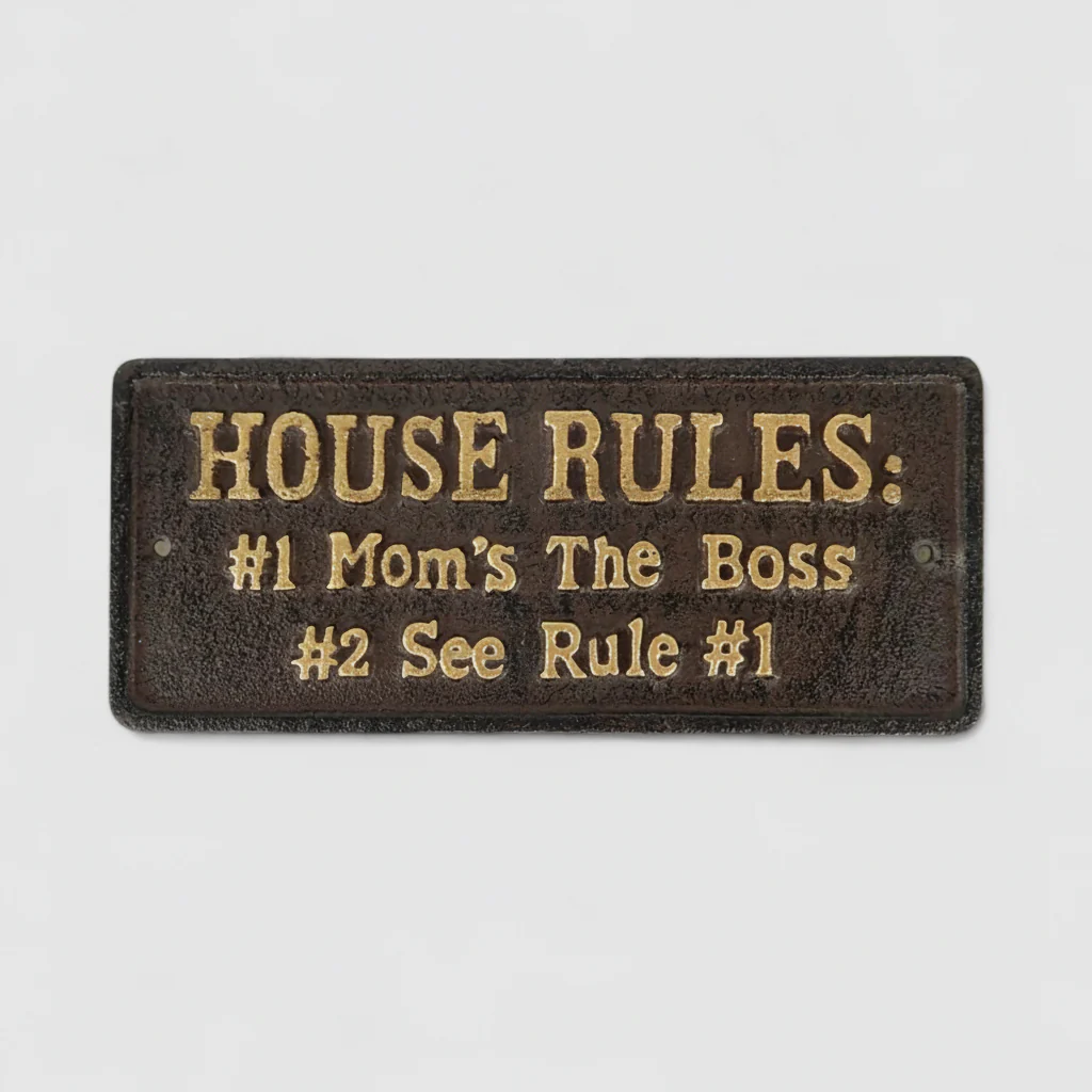 Charming Cast Iron Plaque: House Rules - Vintage Home Accent - Image 2
