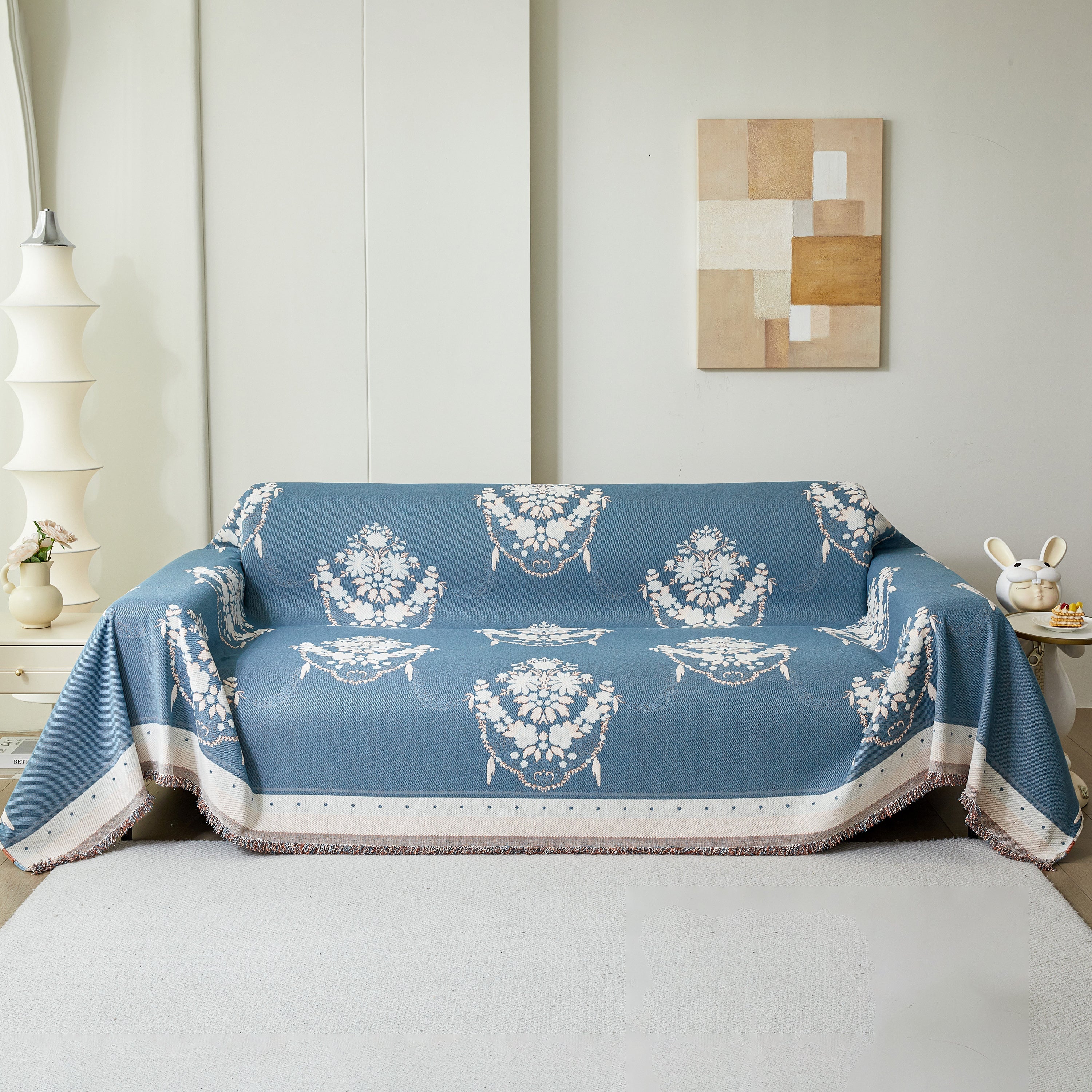 Charming French Country Floral Basket Sofa Throw Cover Rustic Farmhouse-Style Couch Cover Blankets - Image 11