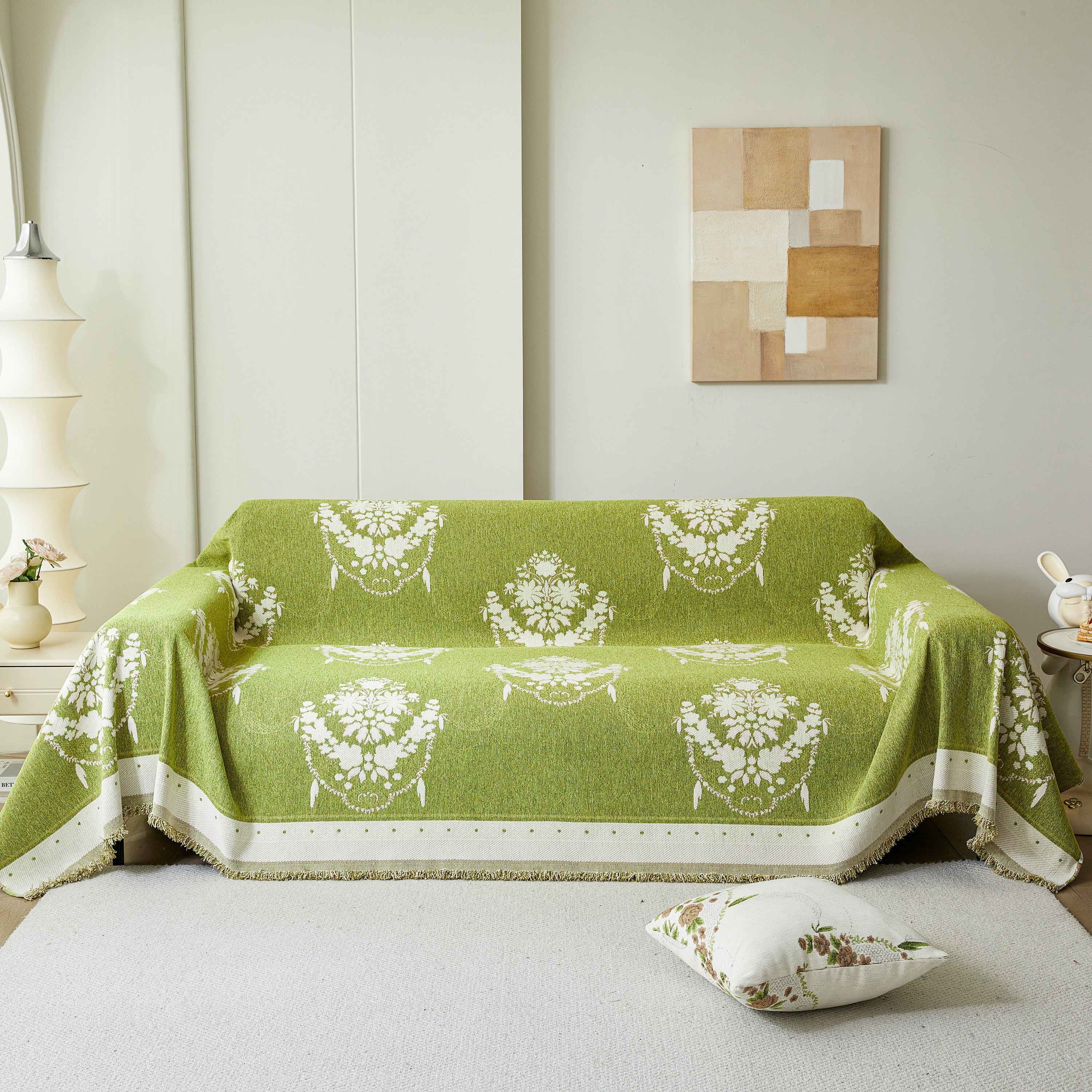 Charming French Country Floral Basket Sofa Throw Cover Rustic Farmhouse-Style Couch Cover Blankets - Image 51