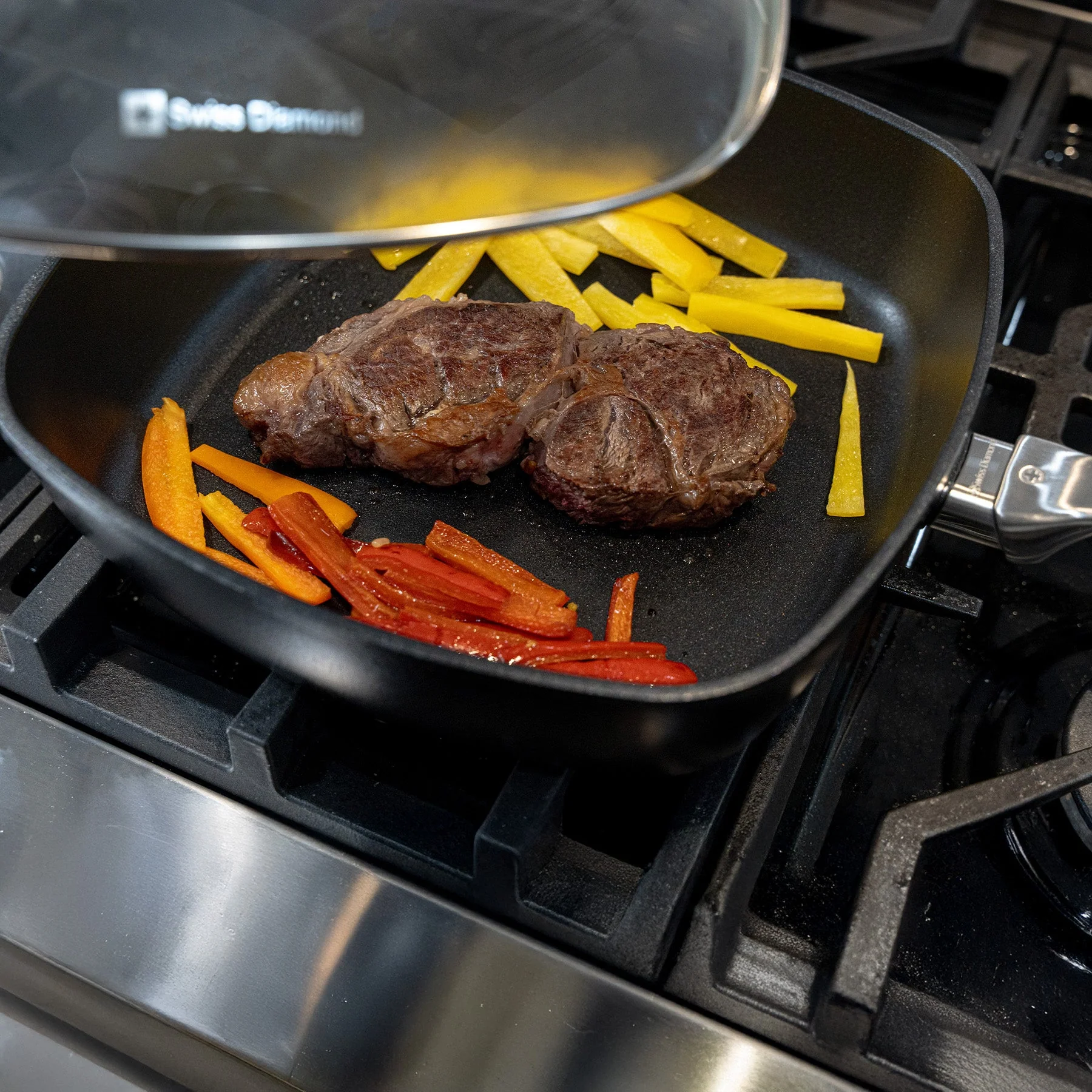 CHD Nonstick 11" x 11" Square Saute Pan with Glass Lid - Image 2