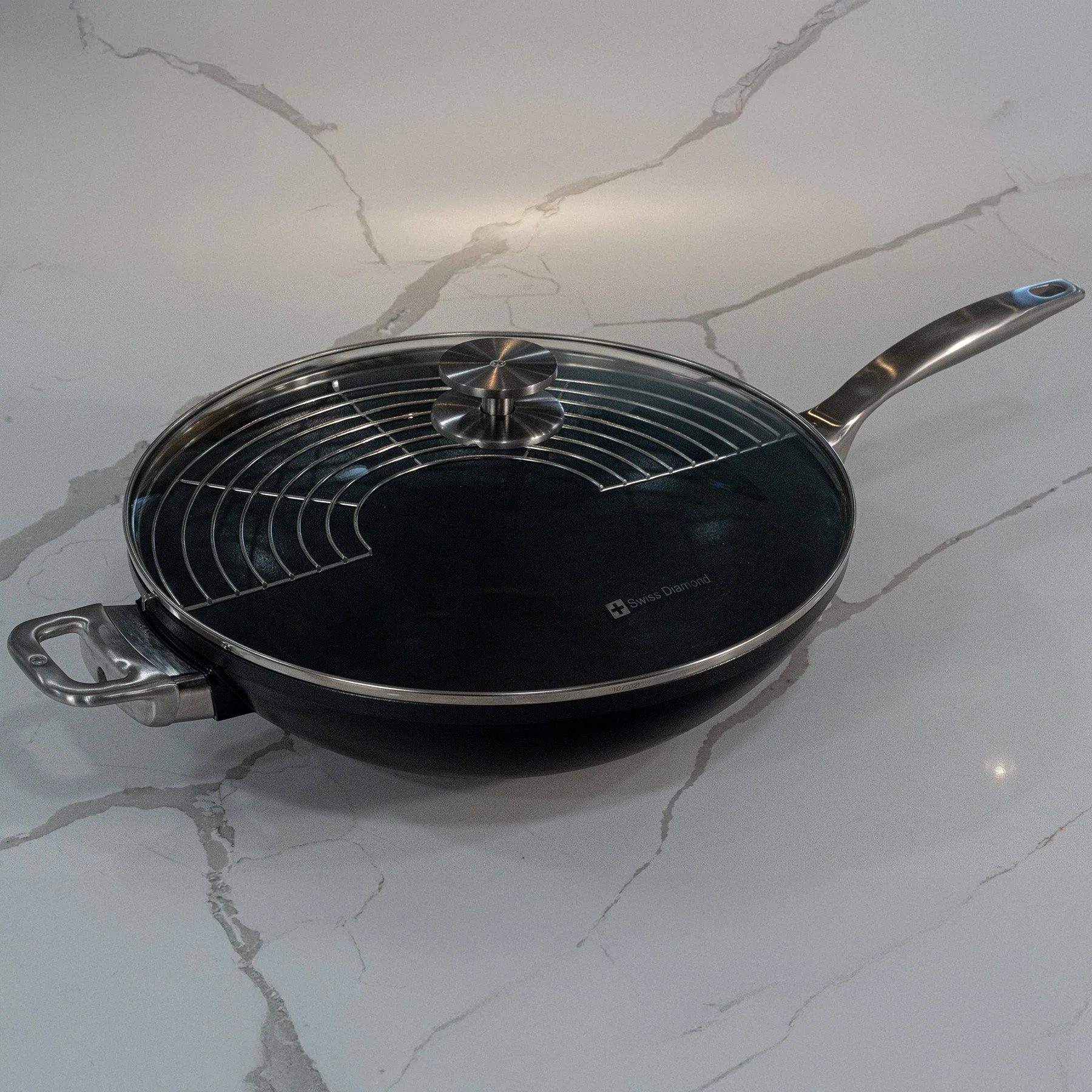 CHD Nonstick 12.5" Wok with Glass Lid - Image 3