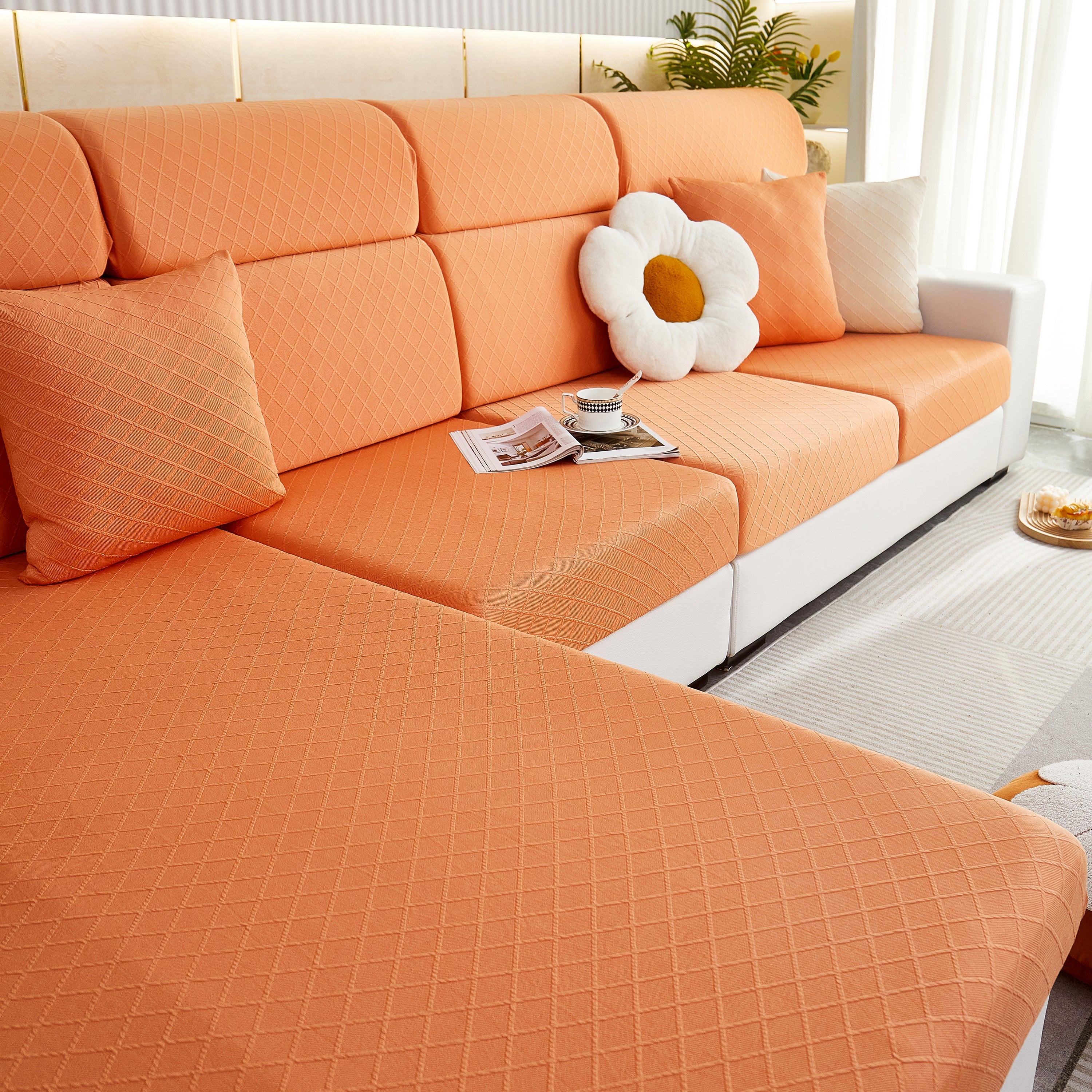 Checkered Jacquard Polar Fleece Stretch Sofa Cover, Non Slip Furniture Protector, Couch Seat Cushion Covers - Image 20