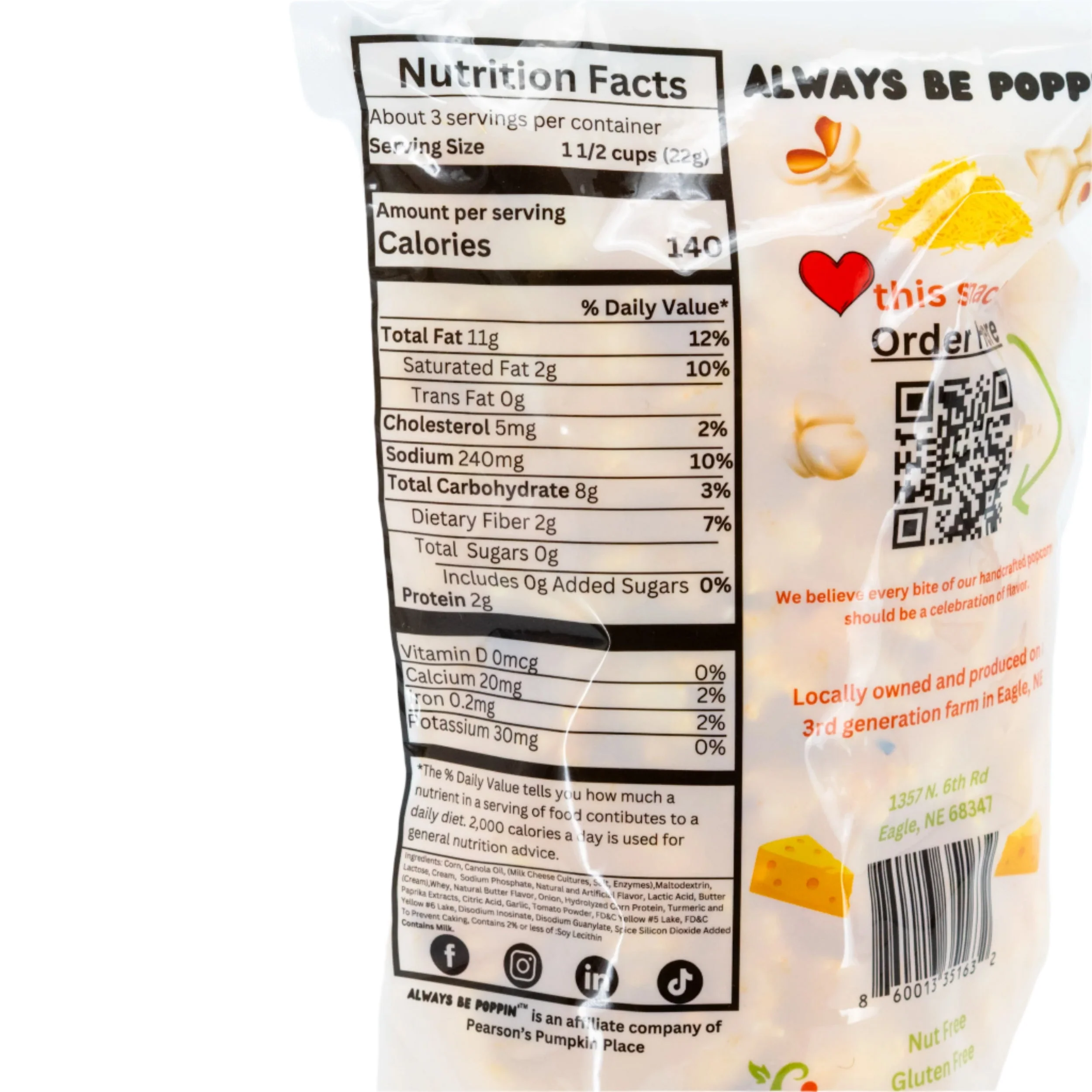 Cheddar Popcorn | 3.5 oz | Pack of 2 | Gluten Free | Pearson's Pumpkin Place - Image 5