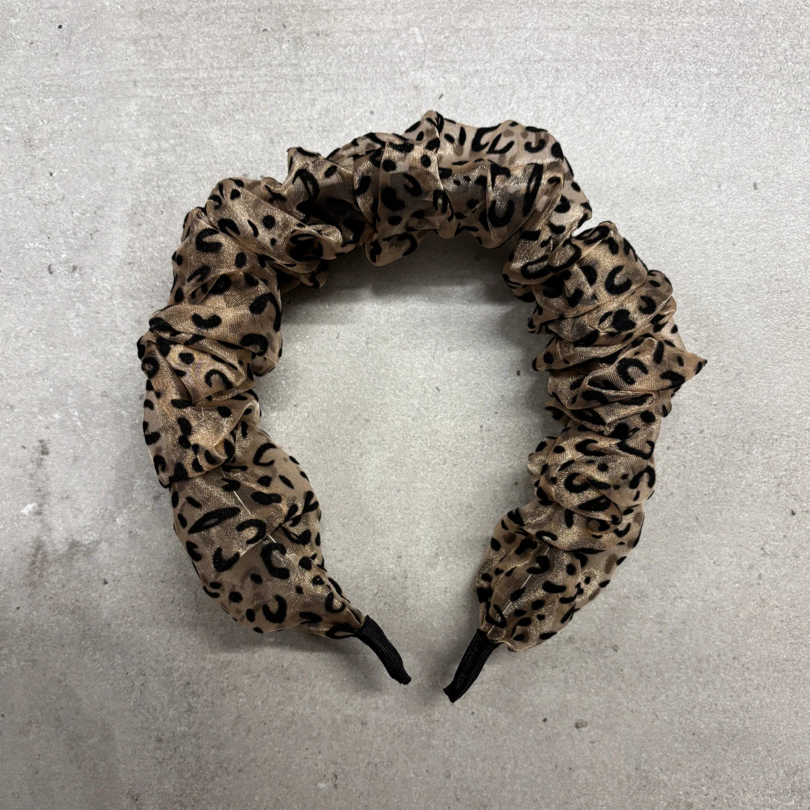 Cheetah Crinkly Chiffon Headband | Poly Satin Animal Print Headpiece Hair Accessory - Image 2