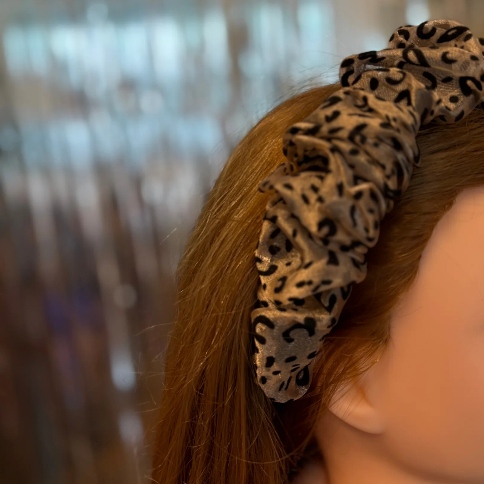 Cheetah Crinkly Chiffon Headband | Poly Satin Animal Print Headpiece Hair Accessory - Image 3