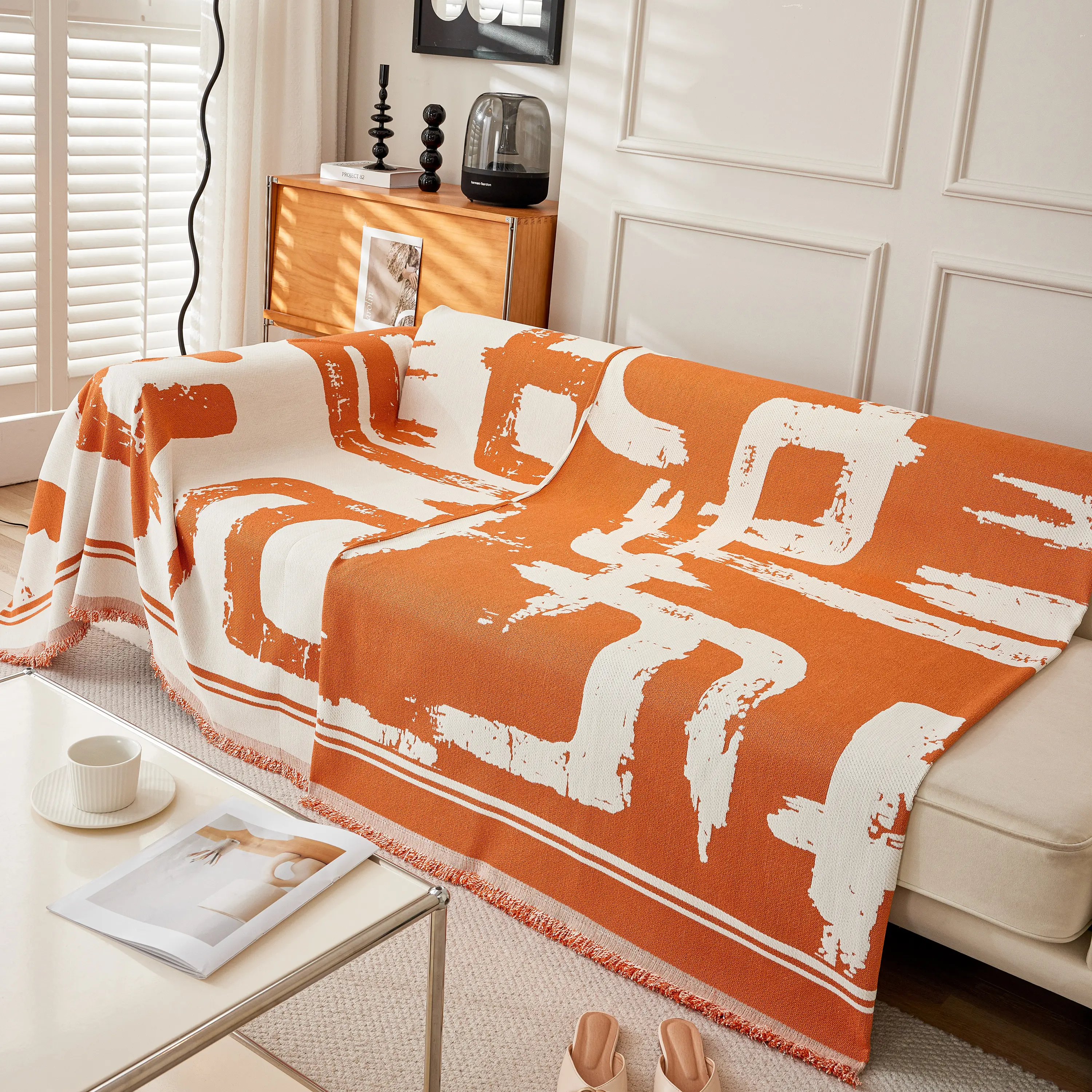 Chenille Abstract Soft Thick Reversible Oversized Couch Cover Blanket, Blanket on Sofa and The Couch - Image 159