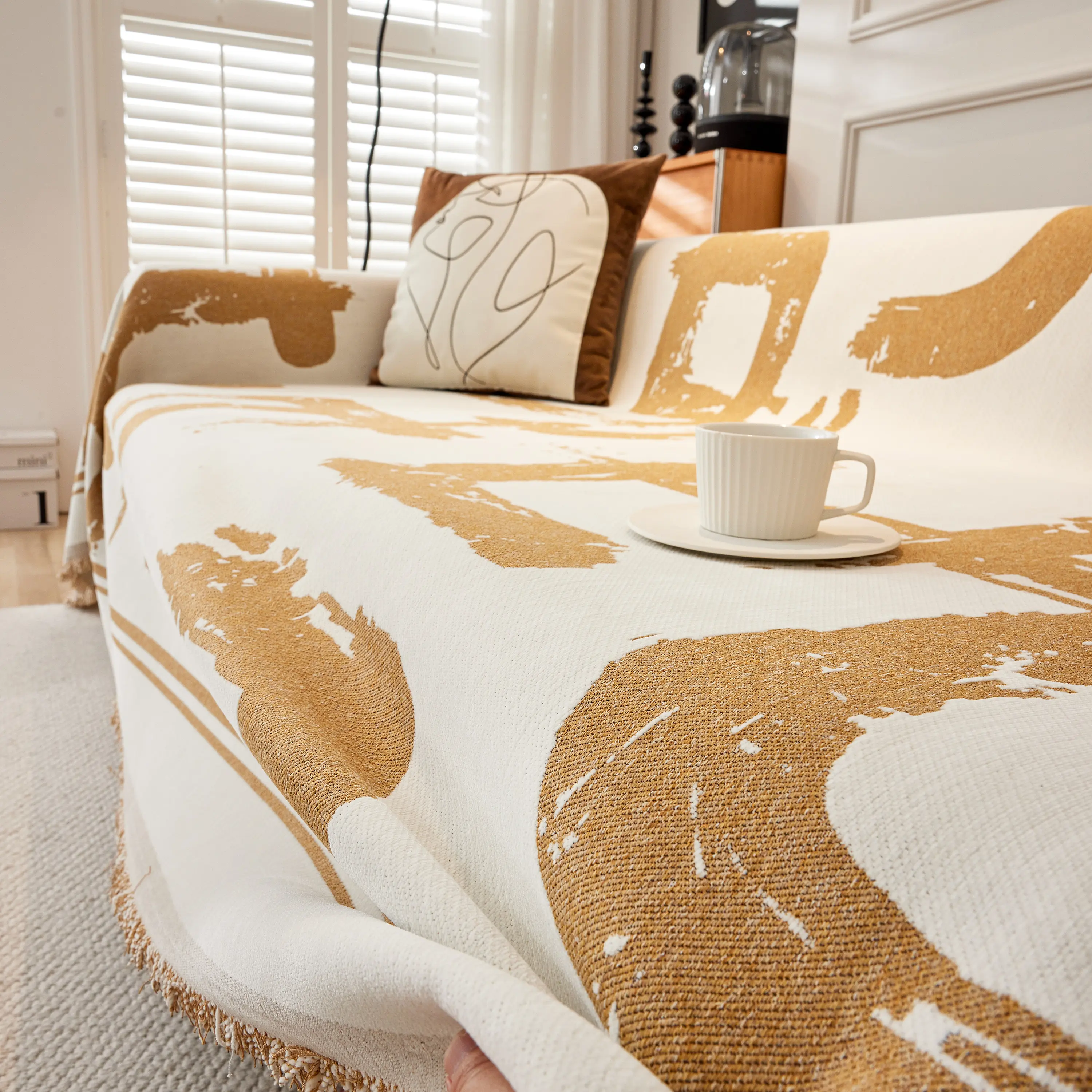 Chenille Abstract Soft Thick Reversible Oversized Couch Cover Blanket, Blanket on Sofa and The Couch - Image 36