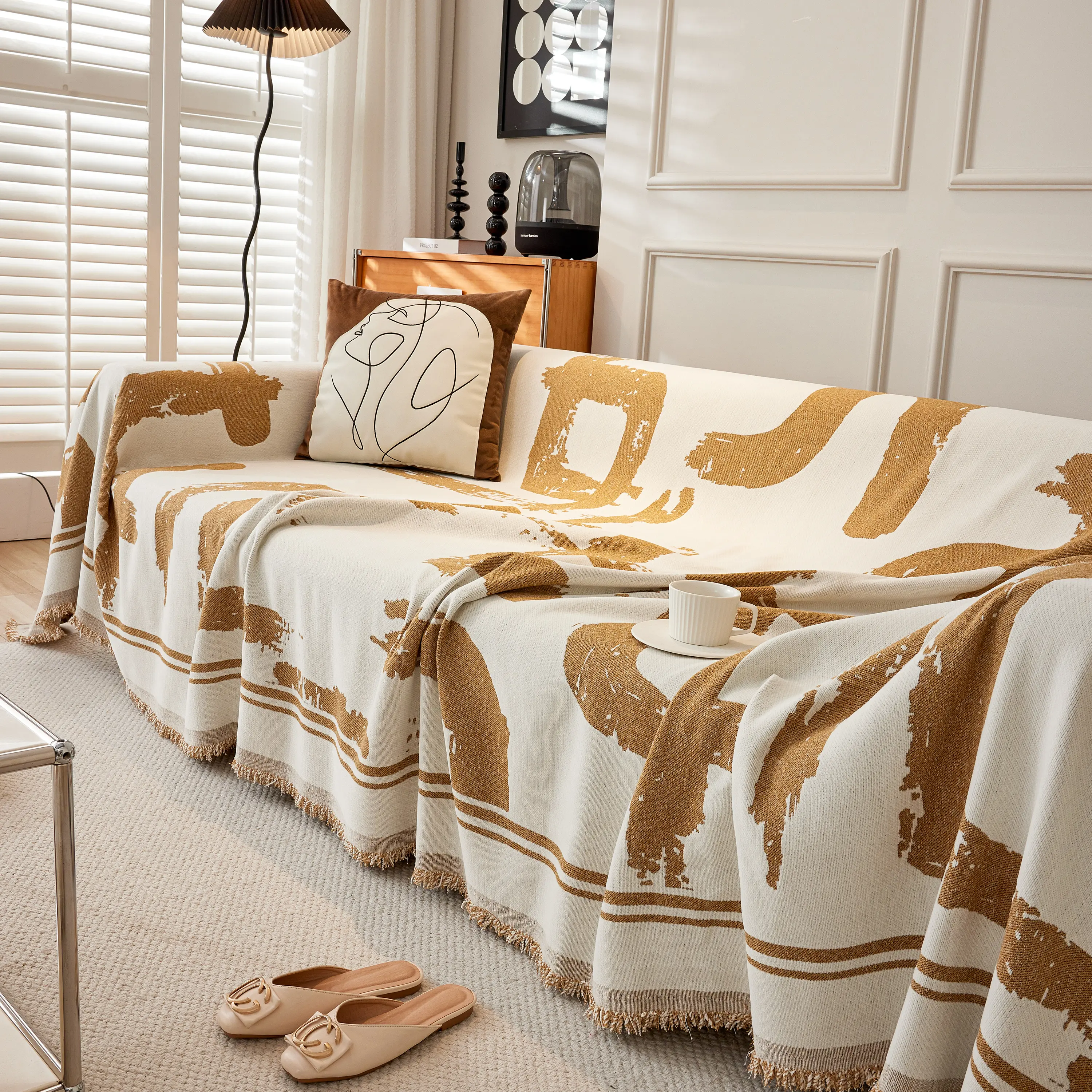 Chenille Abstract Soft Thick Reversible Oversized Couch Cover Blanket, Blanket on Sofa and The Couch - Image 39