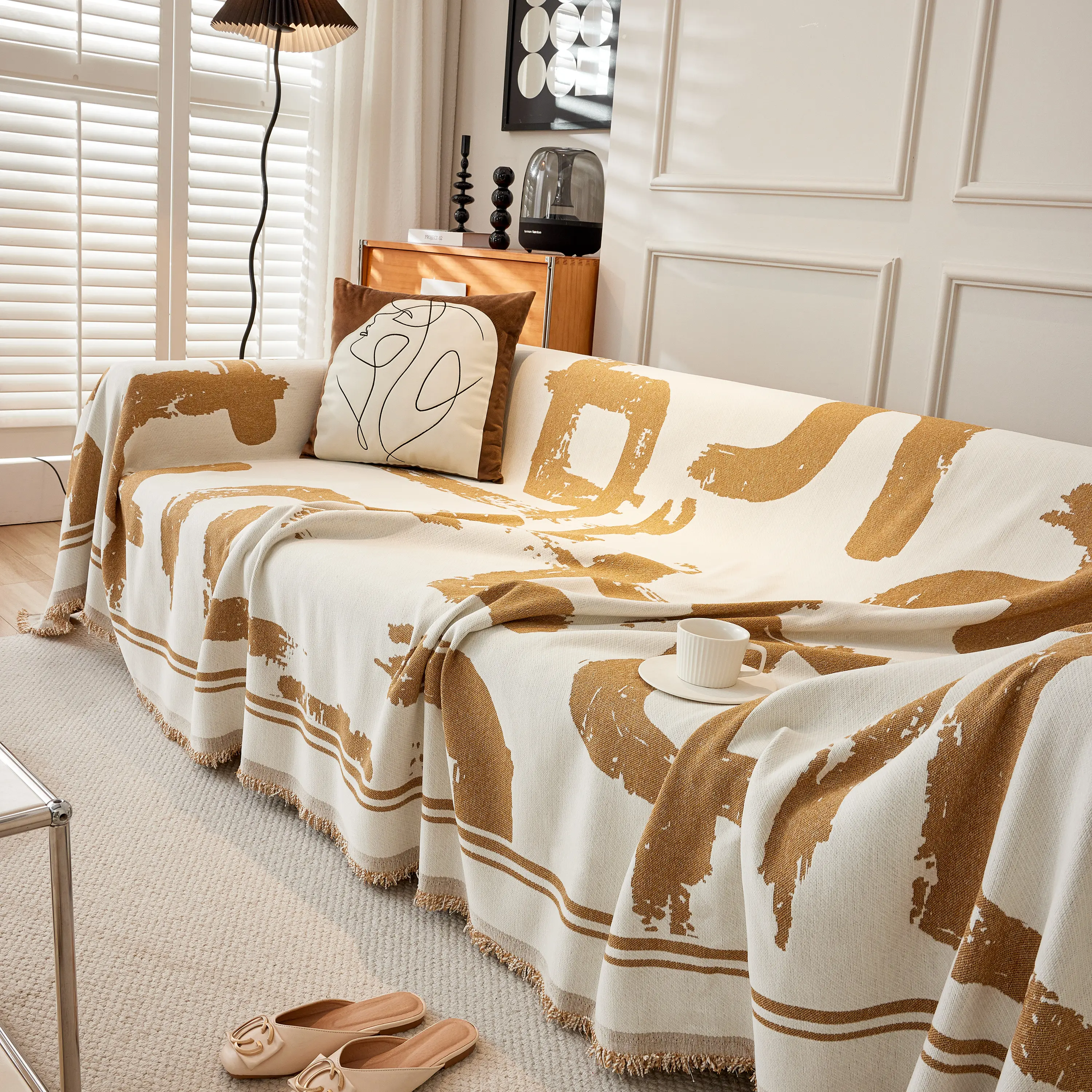 Chenille Abstract Soft Thick Reversible Oversized Couch Cover Blanket, Blanket on Sofa and The Couch - Image 41