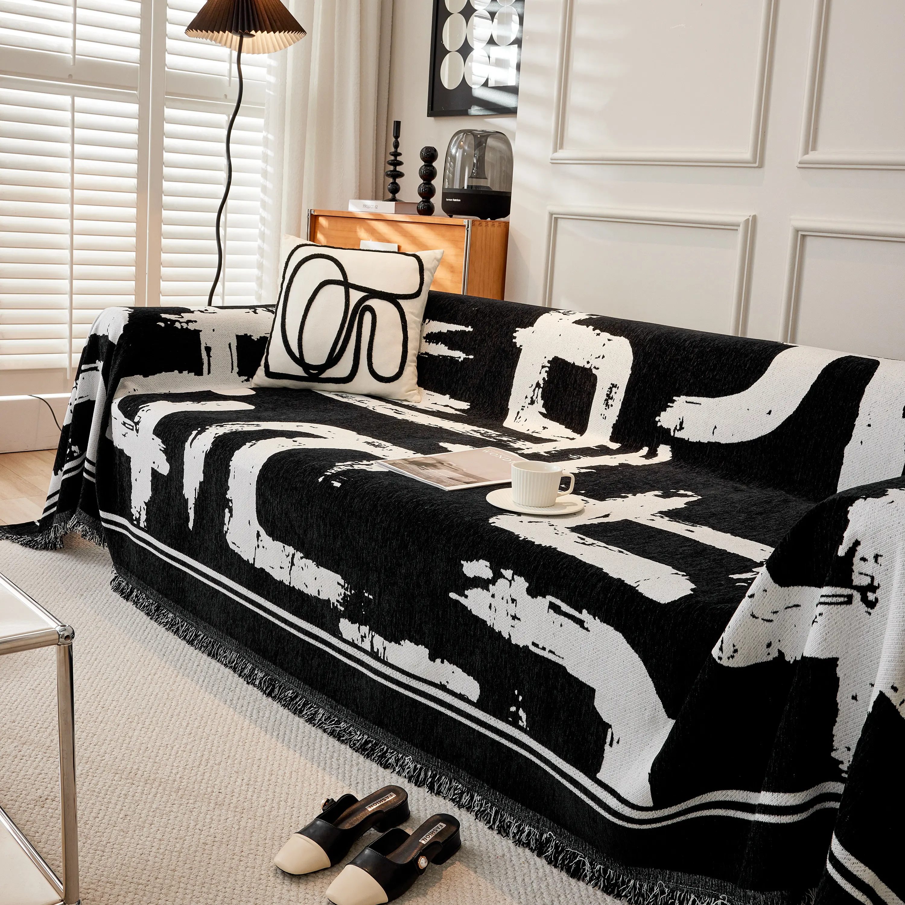 Chenille Abstract Soft Thick Reversible Oversized Couch Cover Blanket, Blanket on Sofa and The Couch - Image 86