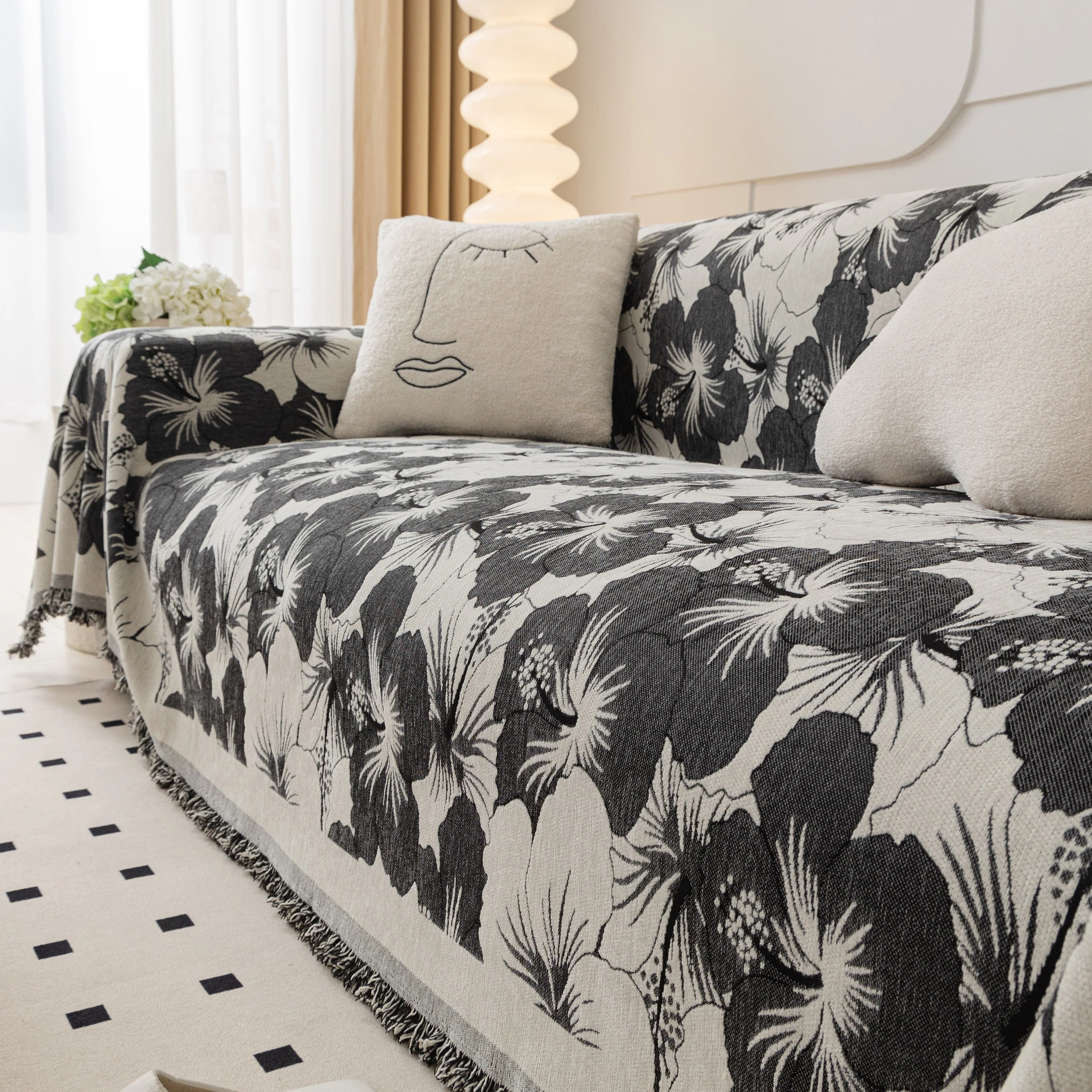 Chenille Blossoming Flowers Couch Covers, Couch Protector Blanket for Couches, Pet Furniture Throw - Image 11