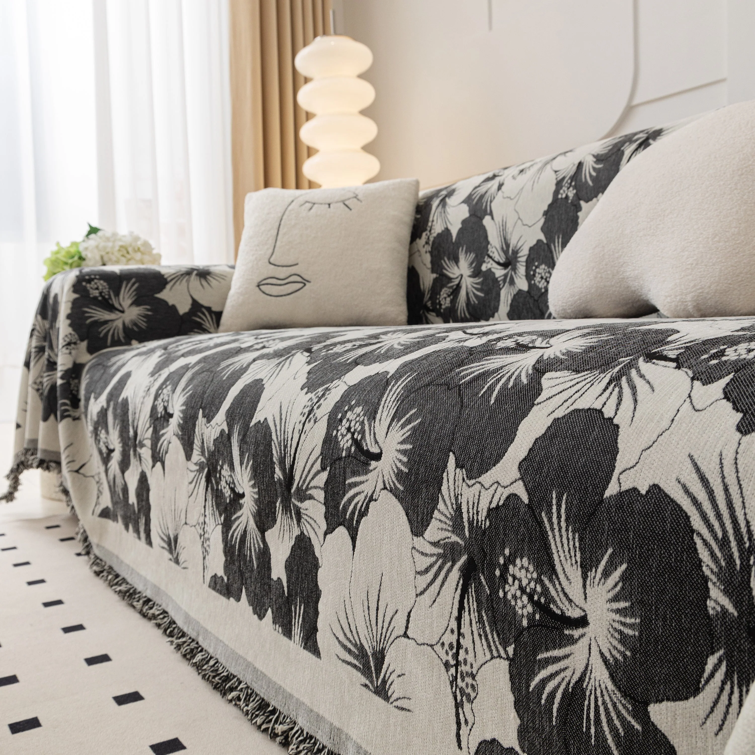 Chenille Blossoming Flowers Couch Covers, Couch Protector Blanket for Couches, Pet Furniture Throw - Image 15