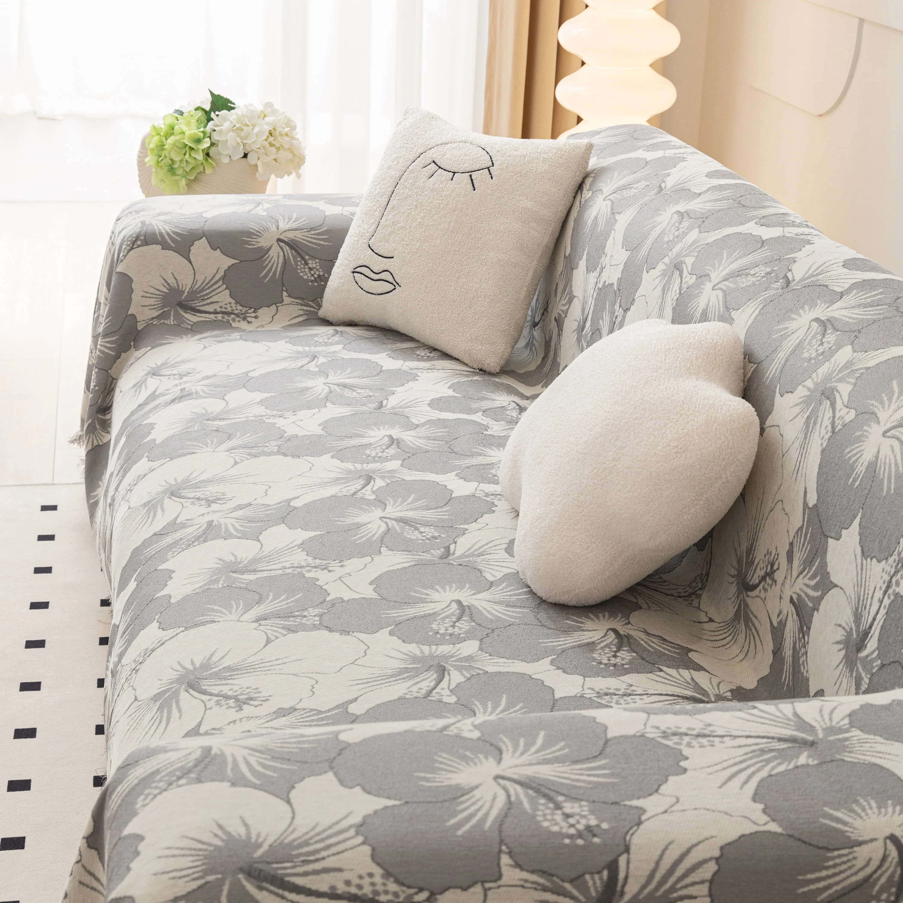 Chenille Blossoming Flowers Couch Covers, Couch Protector Blanket for Couches, Pet Furniture Throw - Image 31