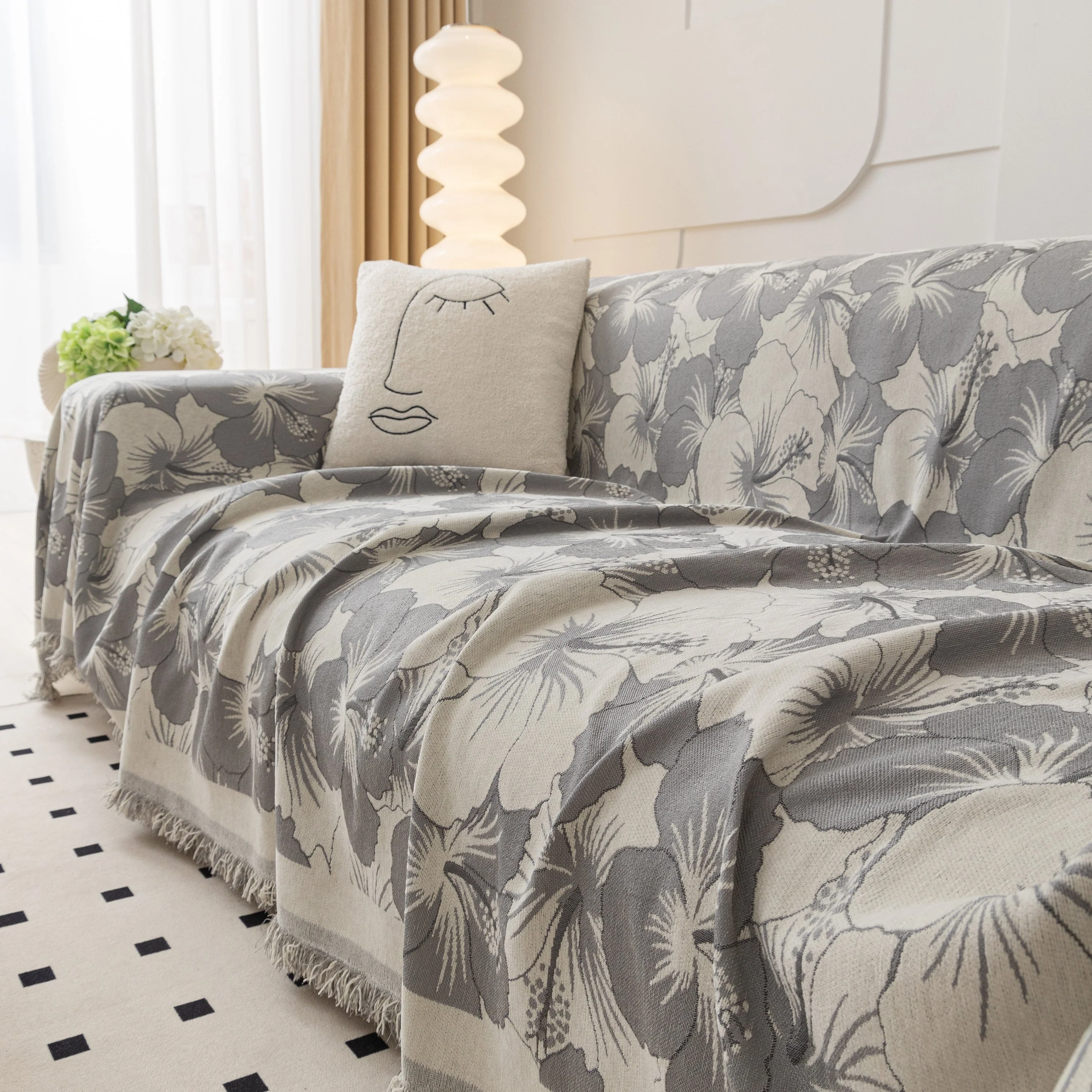 Chenille Blossoming Flowers Couch Covers, Couch Protector Blanket for Couches, Pet Furniture Throw - Image 40