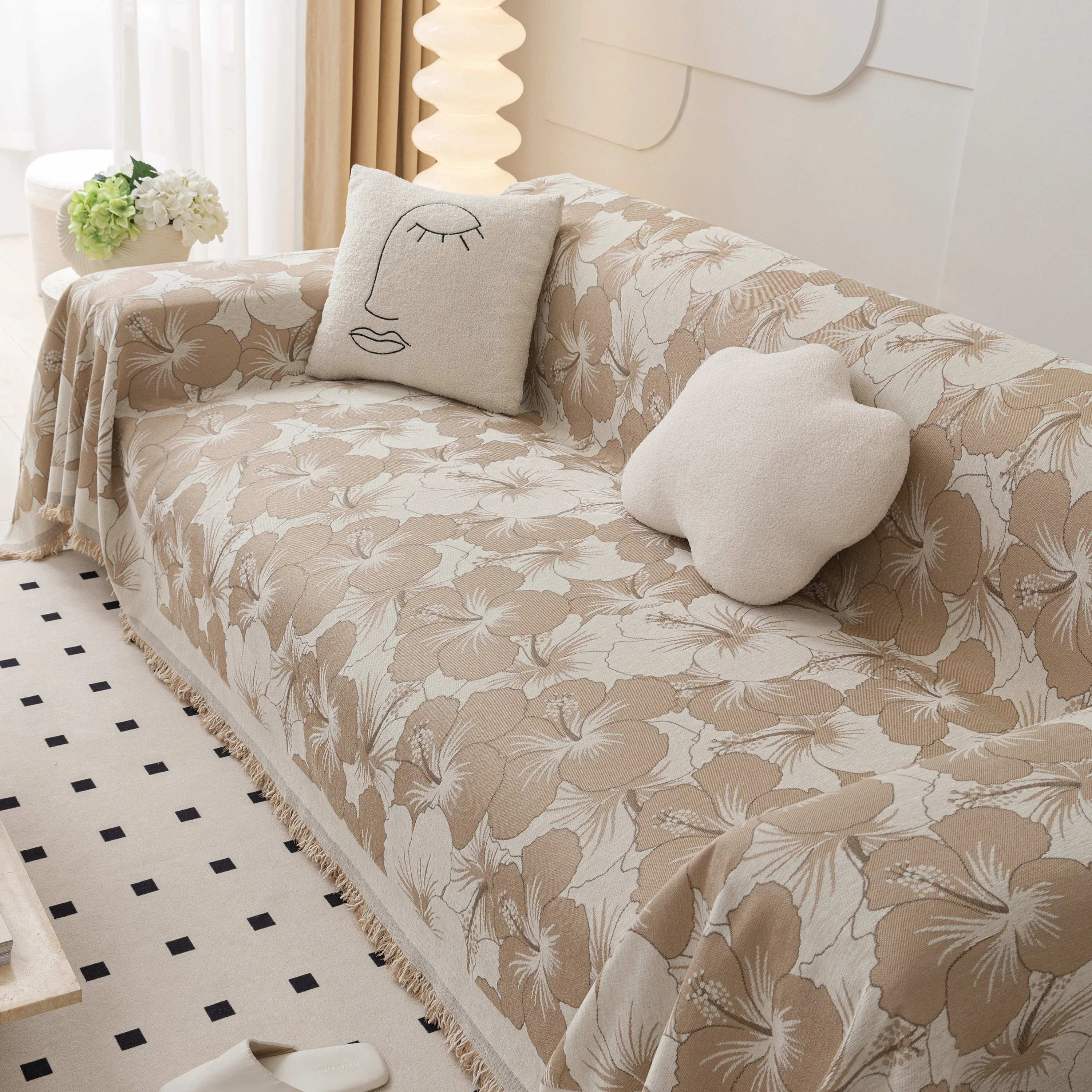 Chenille Blossoming Flowers Couch Covers, Couch Protector Blanket for Couches, Pet Furniture Throw - Image 54