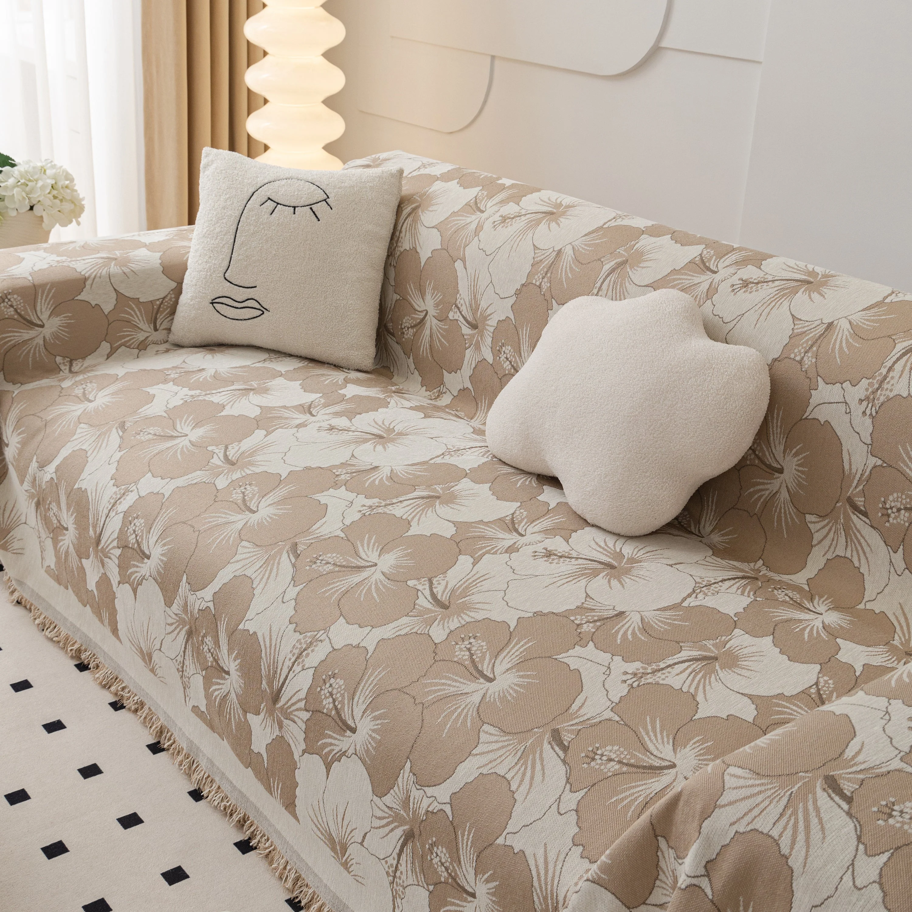 Chenille Blossoming Flowers Couch Covers, Couch Protector Blanket for Couches, Pet Furniture Throw - Image 56
