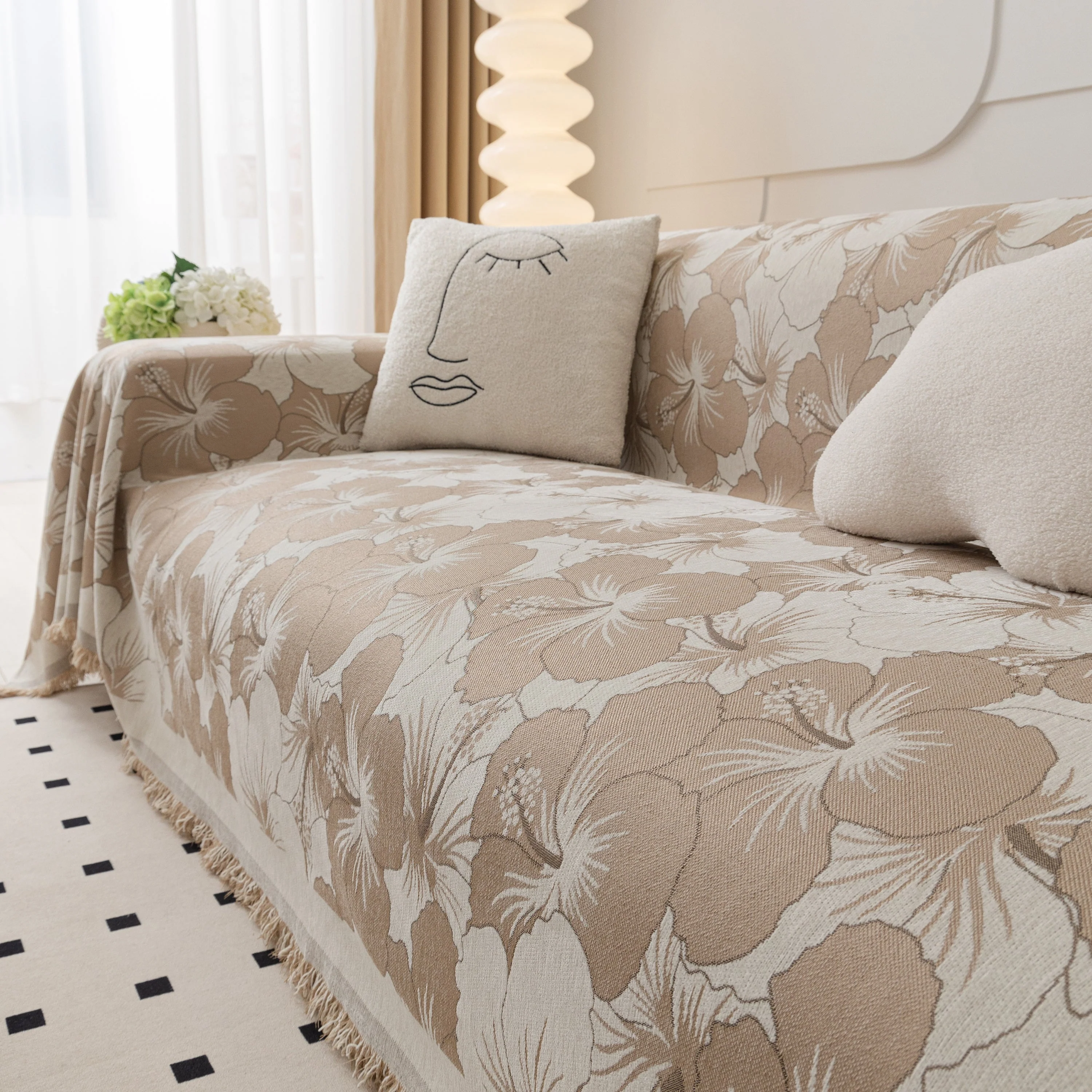 Chenille Blossoming Flowers Couch Covers, Couch Protector Blanket for Couches, Pet Furniture Throw - Image 60