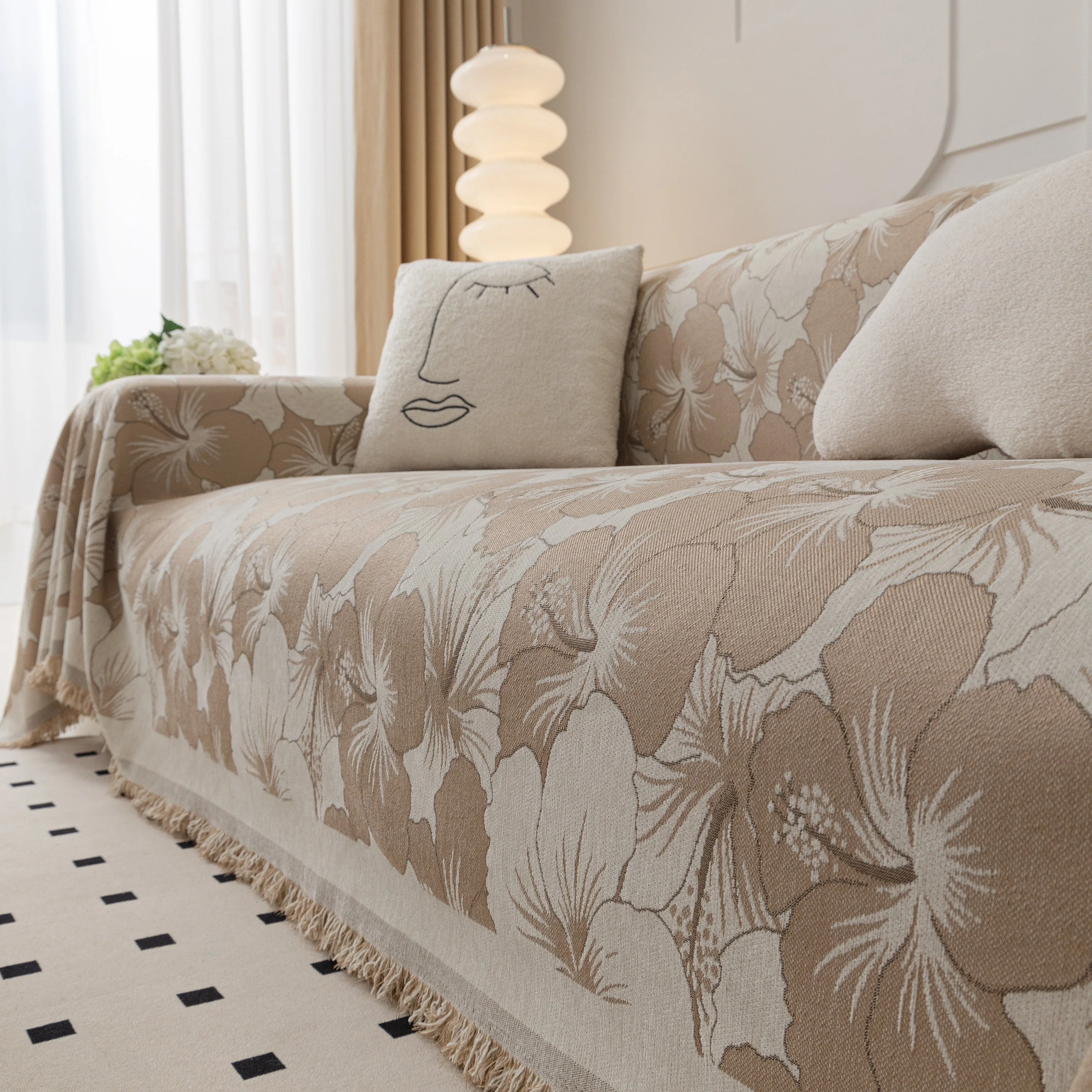 Chenille Blossoming Flowers Couch Covers, Couch Protector Blanket for Couches, Pet Furniture Throw - Image 61