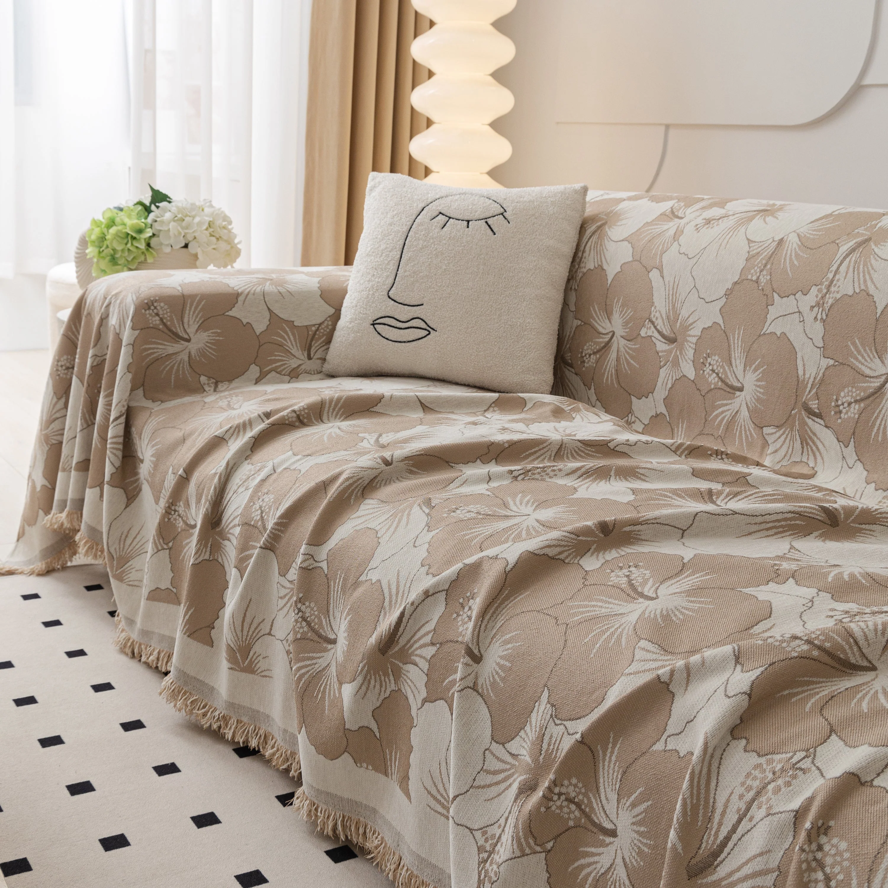 Chenille Blossoming Flowers Couch Covers, Couch Protector Blanket for Couches, Pet Furniture Throw - Image 62