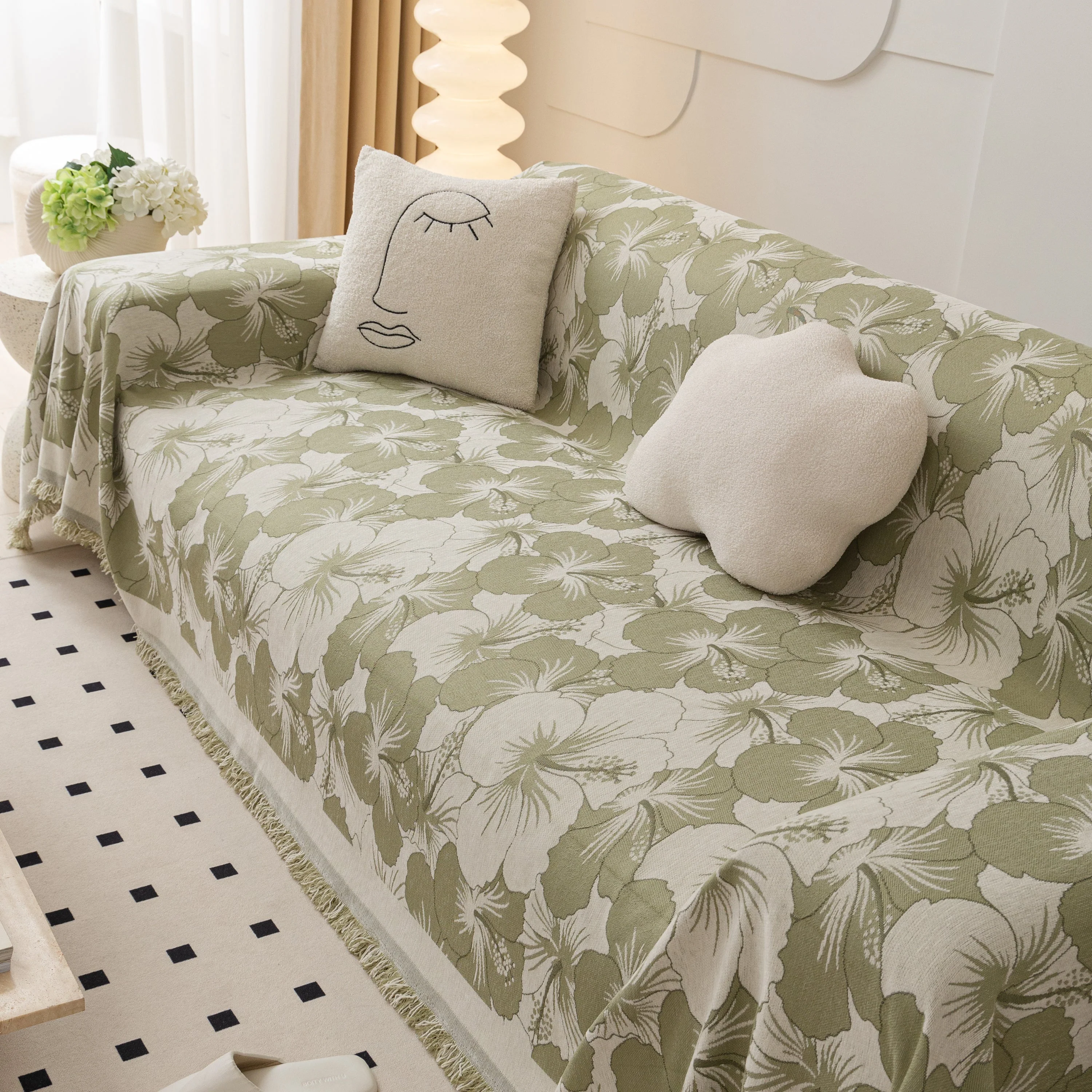 Chenille Blossoming Flowers Couch Covers, Couch Protector Blanket for Couches, Pet Furniture Throw - Image 75