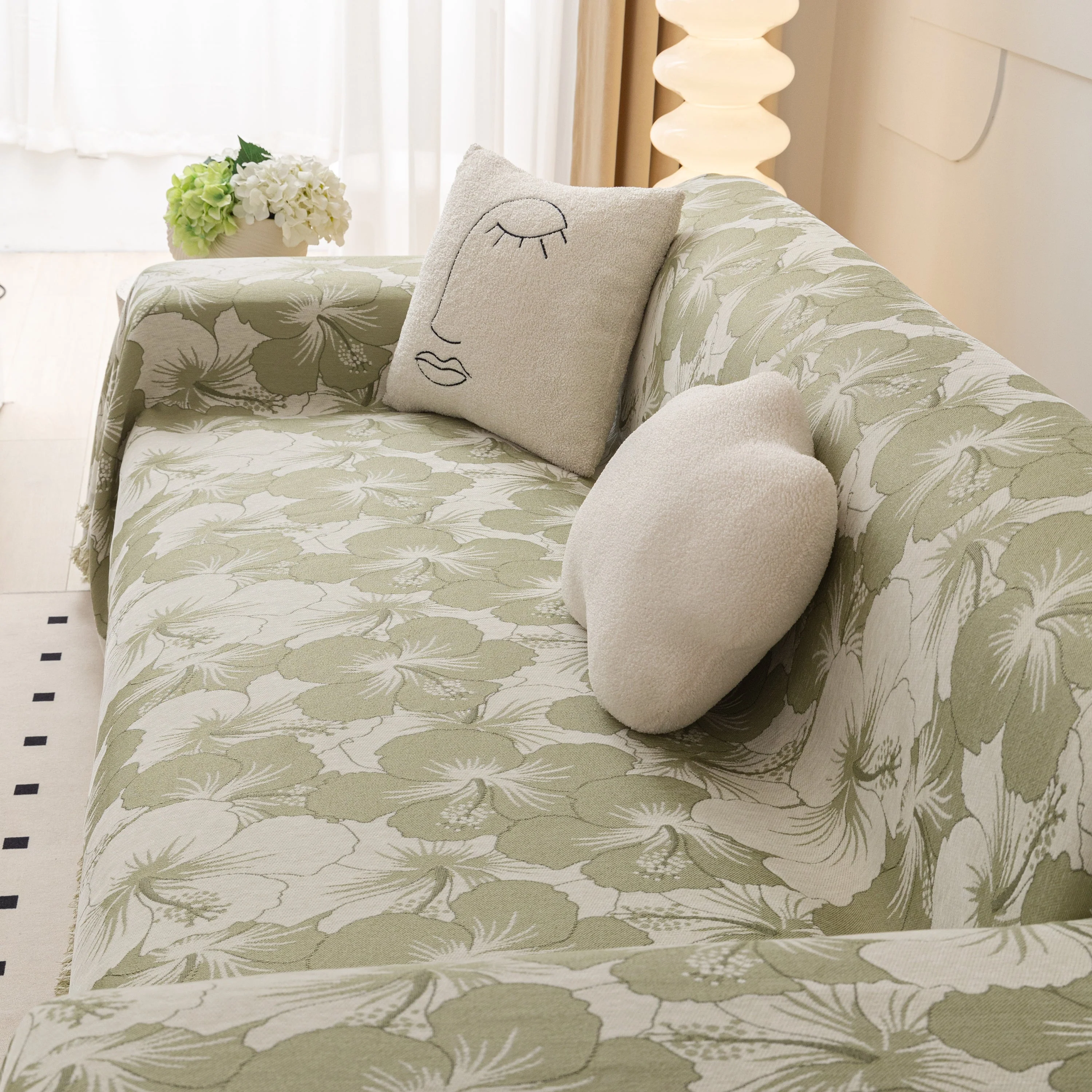 Chenille Blossoming Flowers Couch Covers, Couch Protector Blanket for Couches, Pet Furniture Throw - Image 76