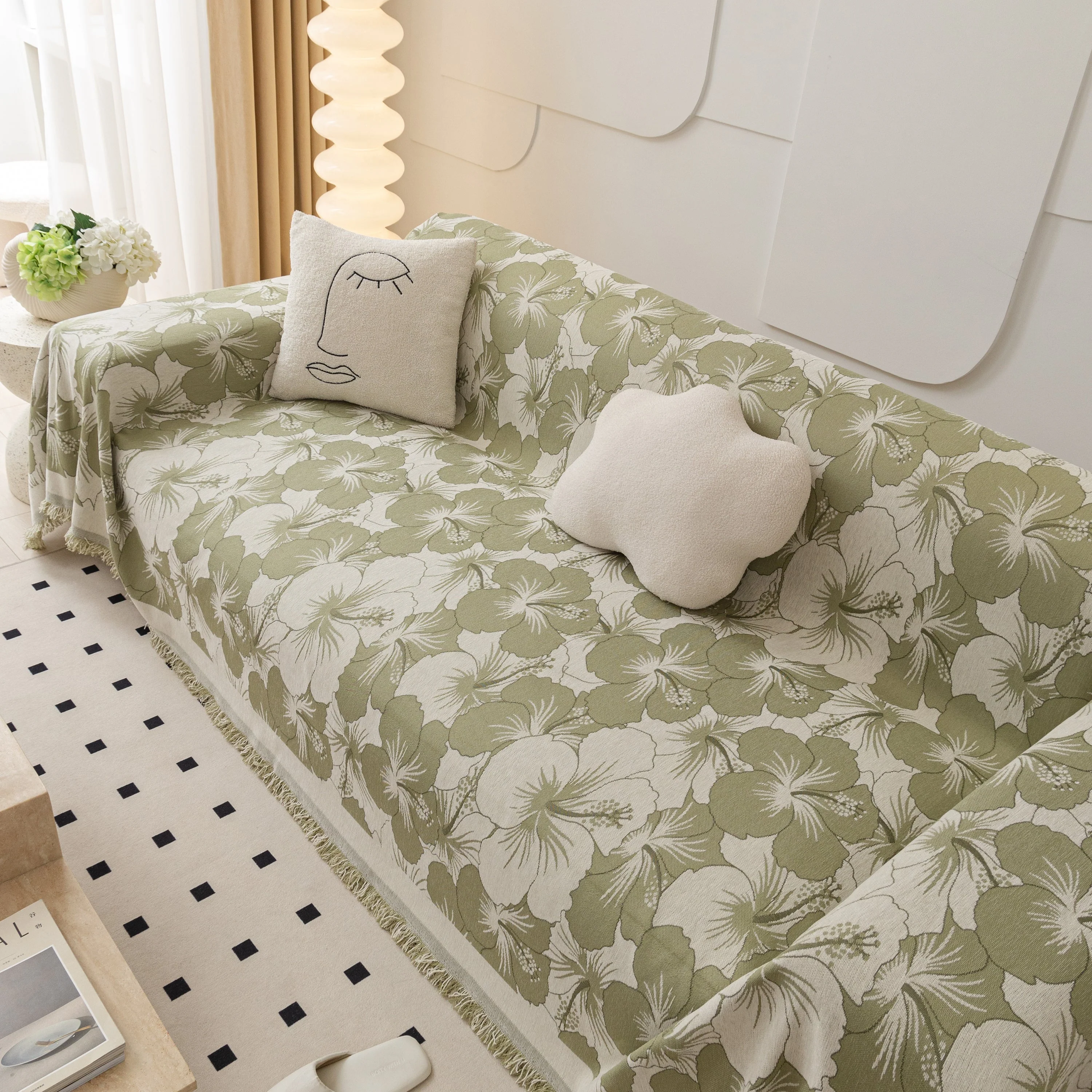 Chenille Blossoming Flowers Couch Covers, Couch Protector Blanket for Couches, Pet Furniture Throw - Image 77