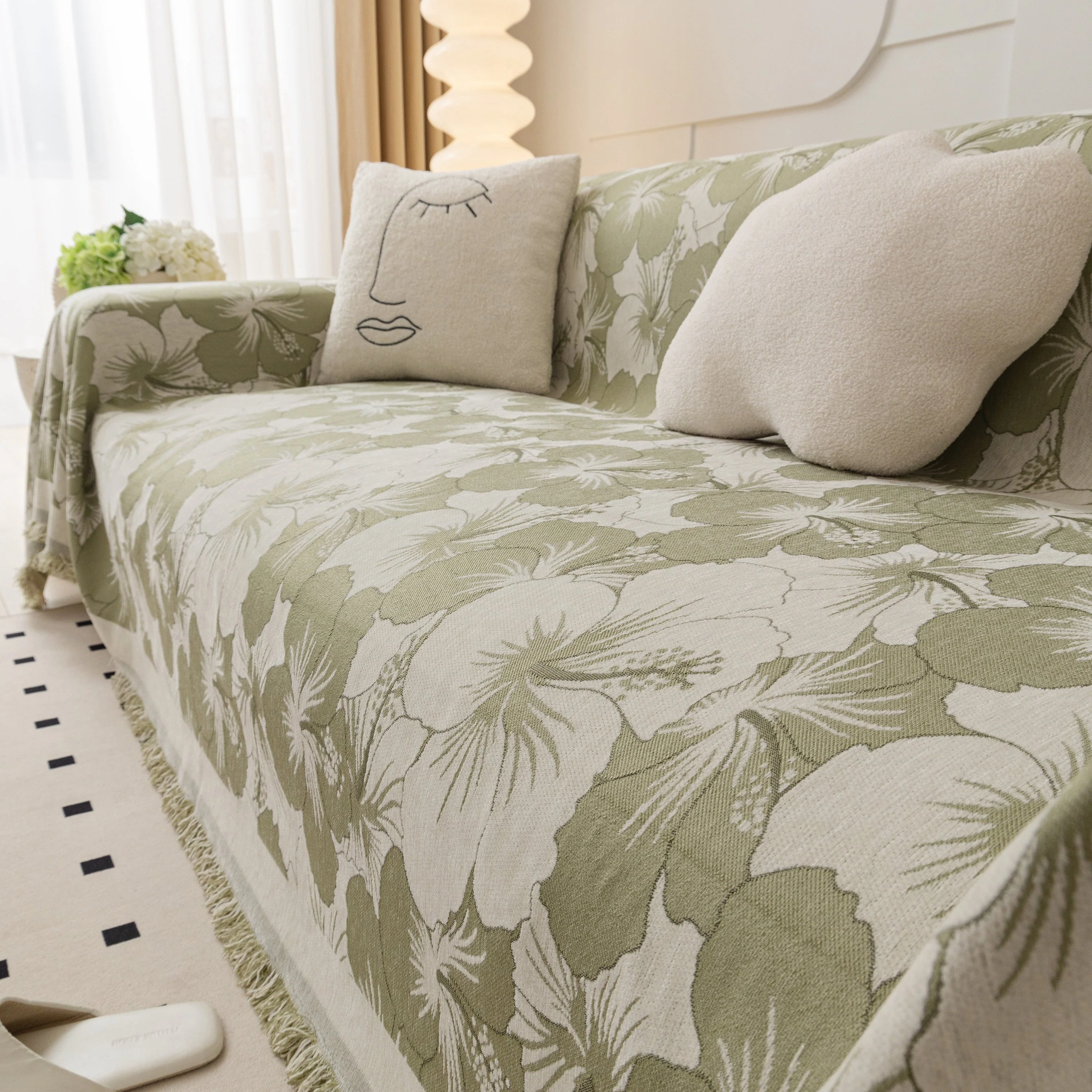 Chenille Blossoming Flowers Couch Covers, Couch Protector Blanket for Couches, Pet Furniture Throw - Image 79