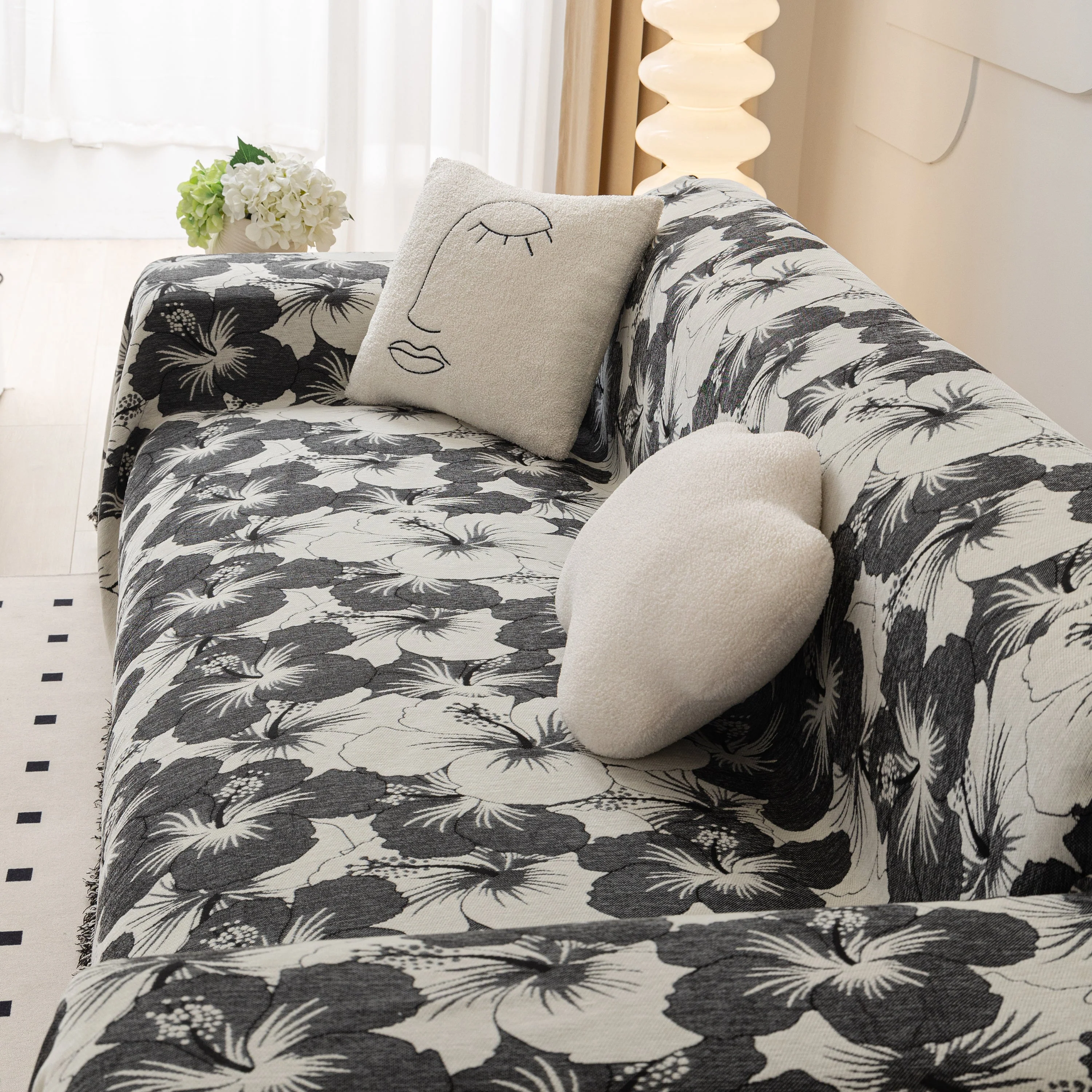 Chenille Blossoming Flowers Couch Covers, Couch Protector Blanket for Couches, Pet Furniture Throw - Image 8