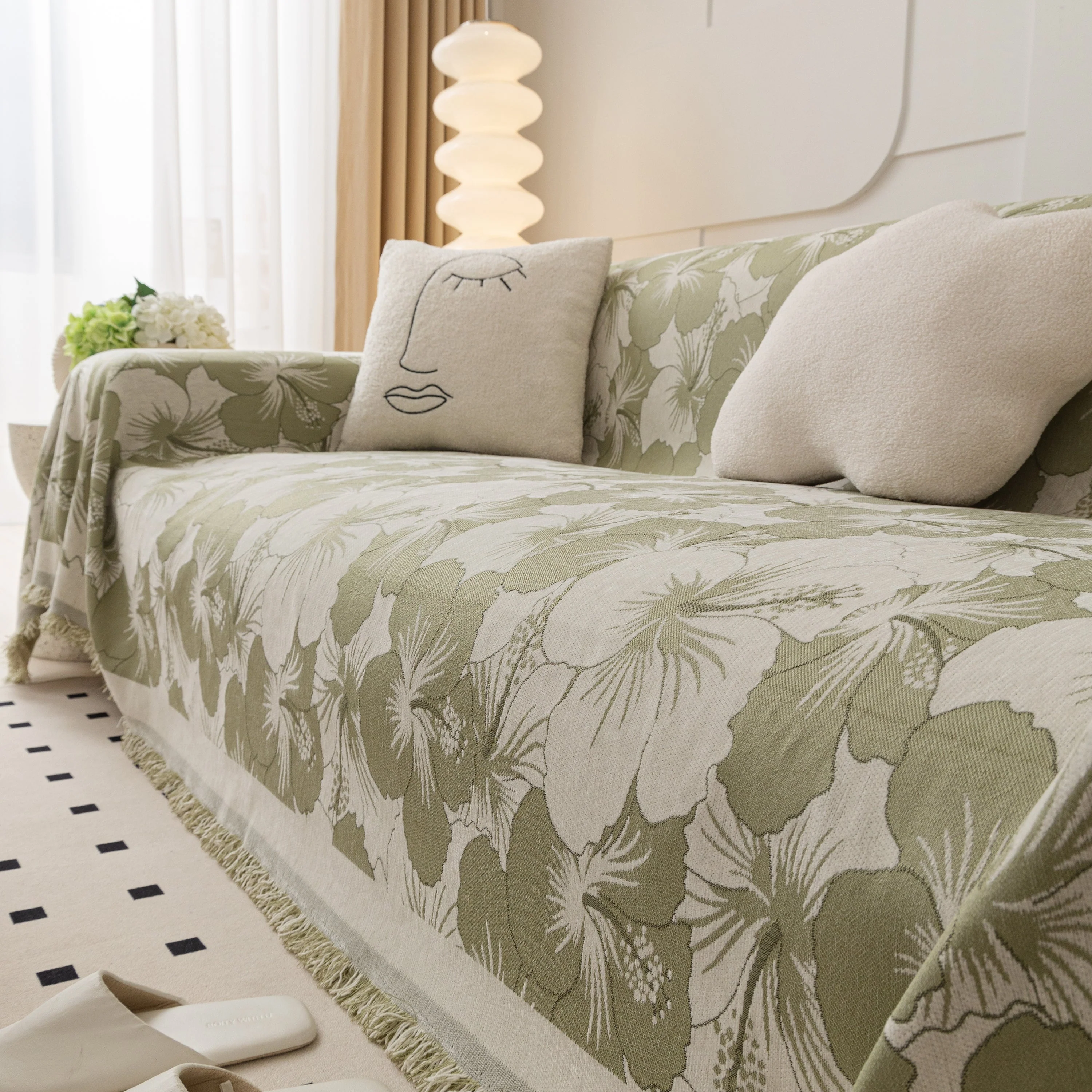 Chenille Blossoming Flowers Couch Covers, Couch Protector Blanket for Couches, Pet Furniture Throw - Image 80
