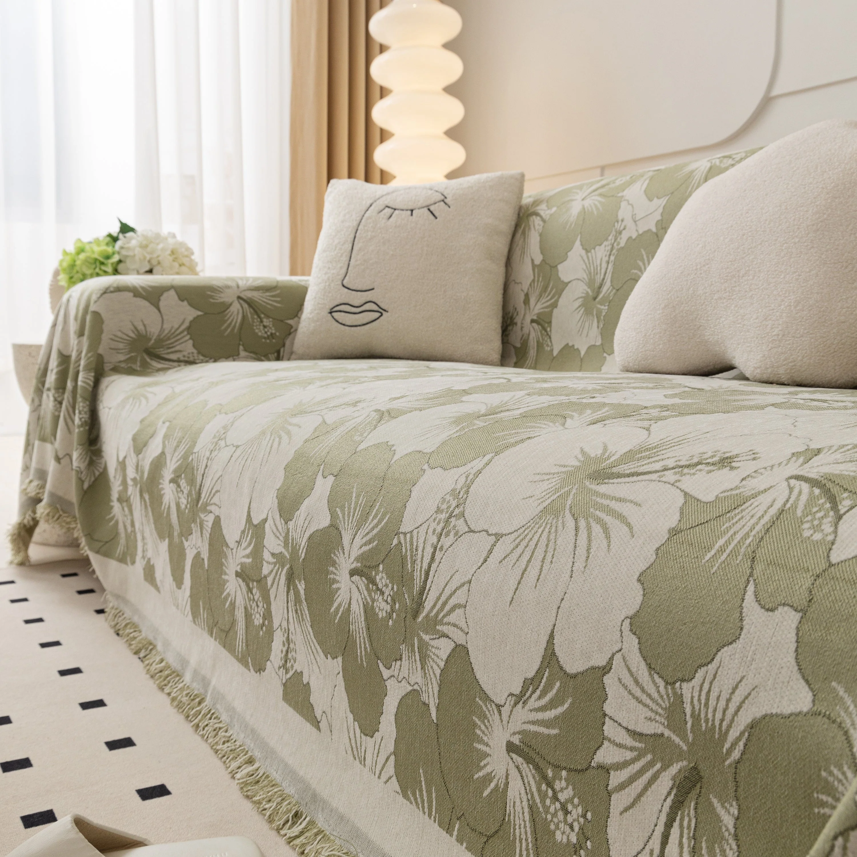 Chenille Blossoming Flowers Couch Covers, Couch Protector Blanket for Couches, Pet Furniture Throw - Image 81