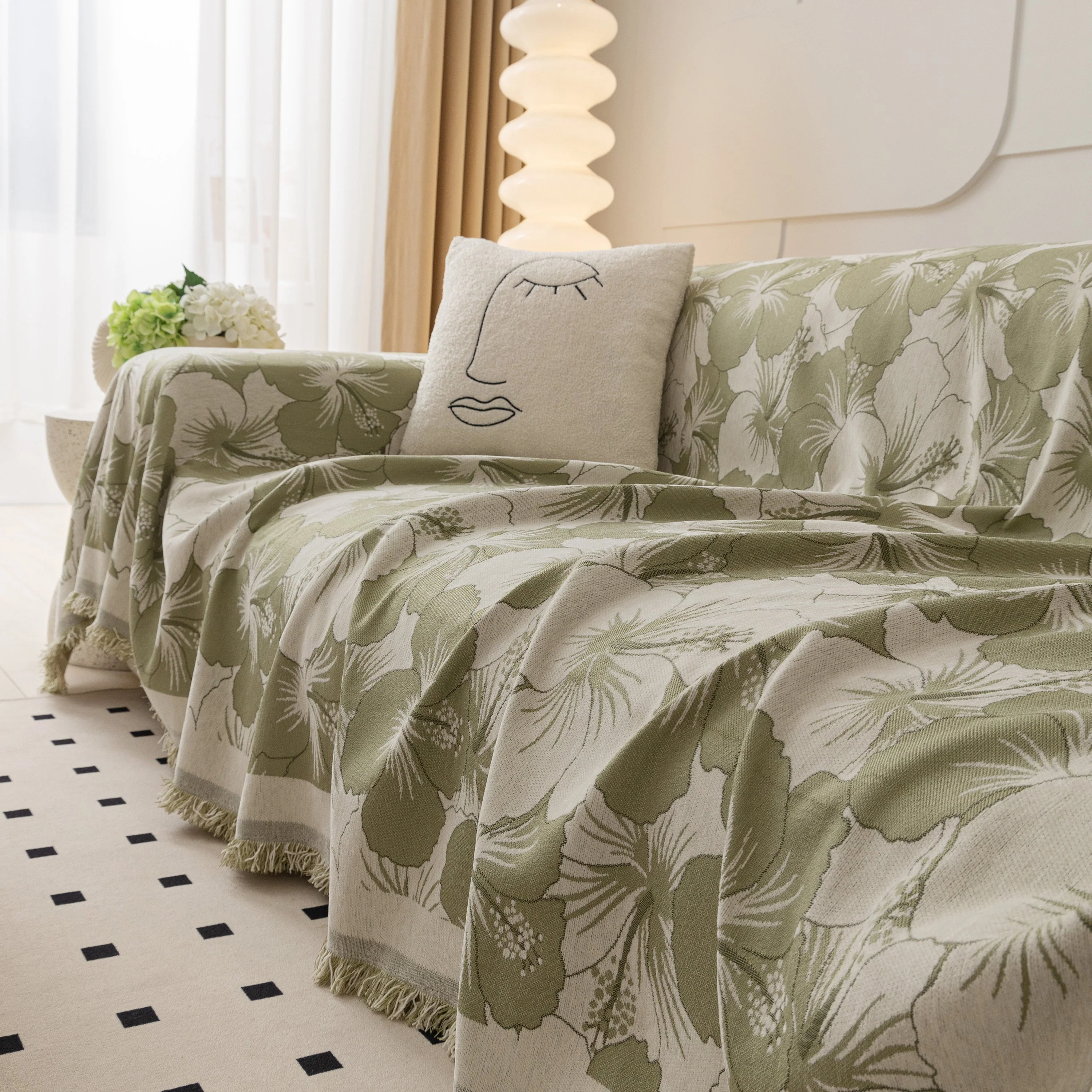 Chenille Blossoming Flowers Couch Covers, Couch Protector Blanket for Couches, Pet Furniture Throw - Image 82