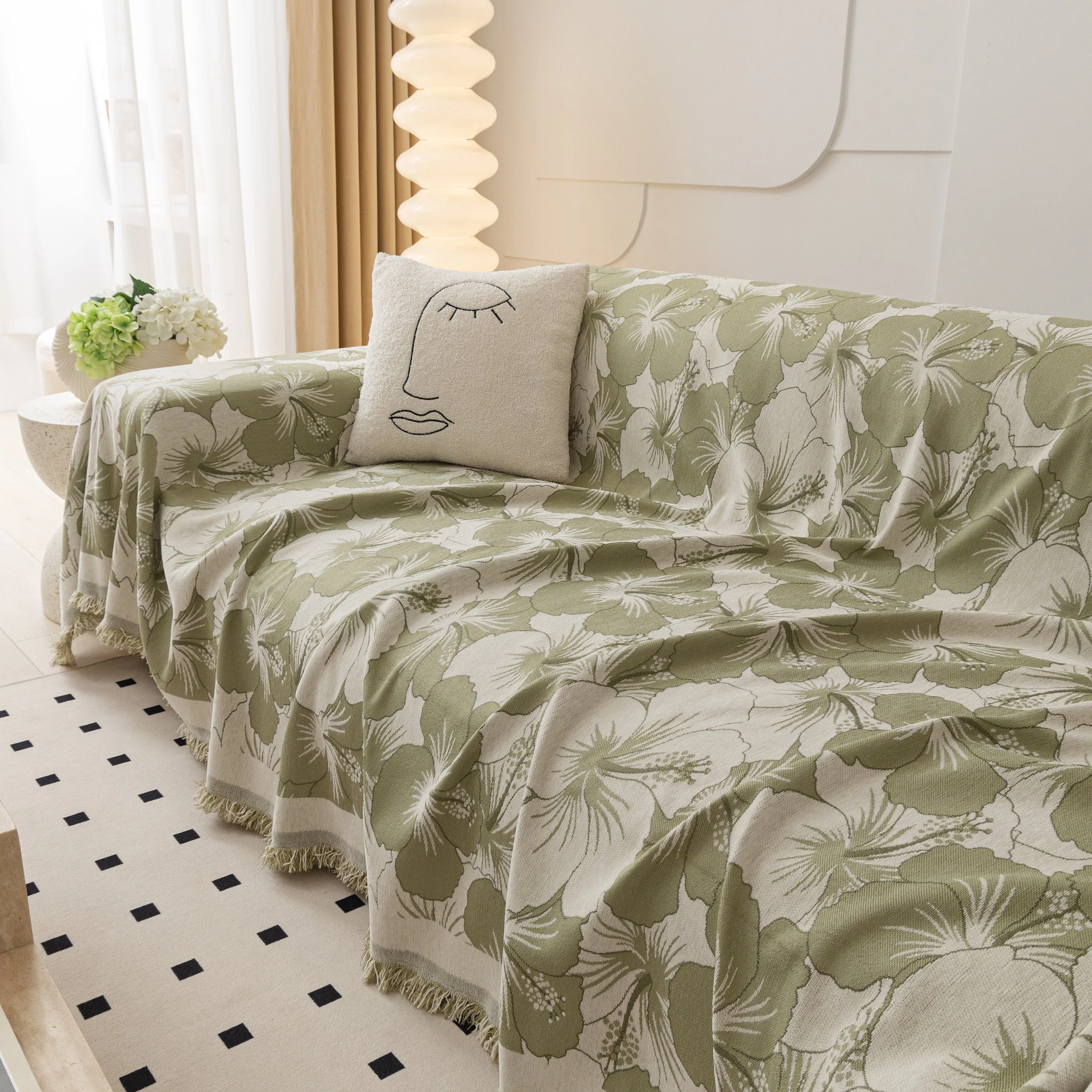 Chenille Blossoming Flowers Couch Covers, Couch Protector Blanket for Couches, Pet Furniture Throw - Image 83