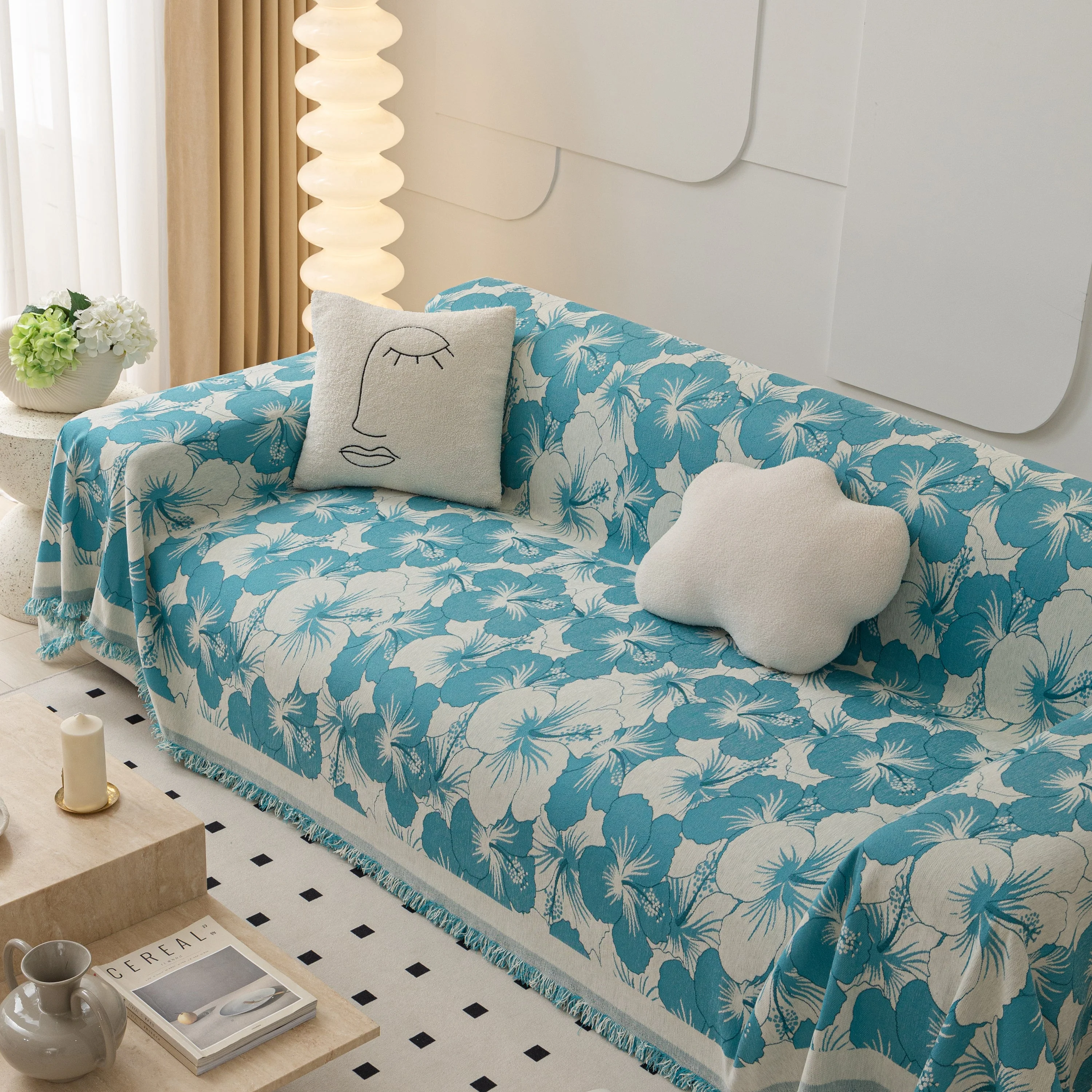 Chenille Blossoming Flowers Couch Covers, Couch Protector Blanket for Couches, Pet Furniture Throw - Image 94