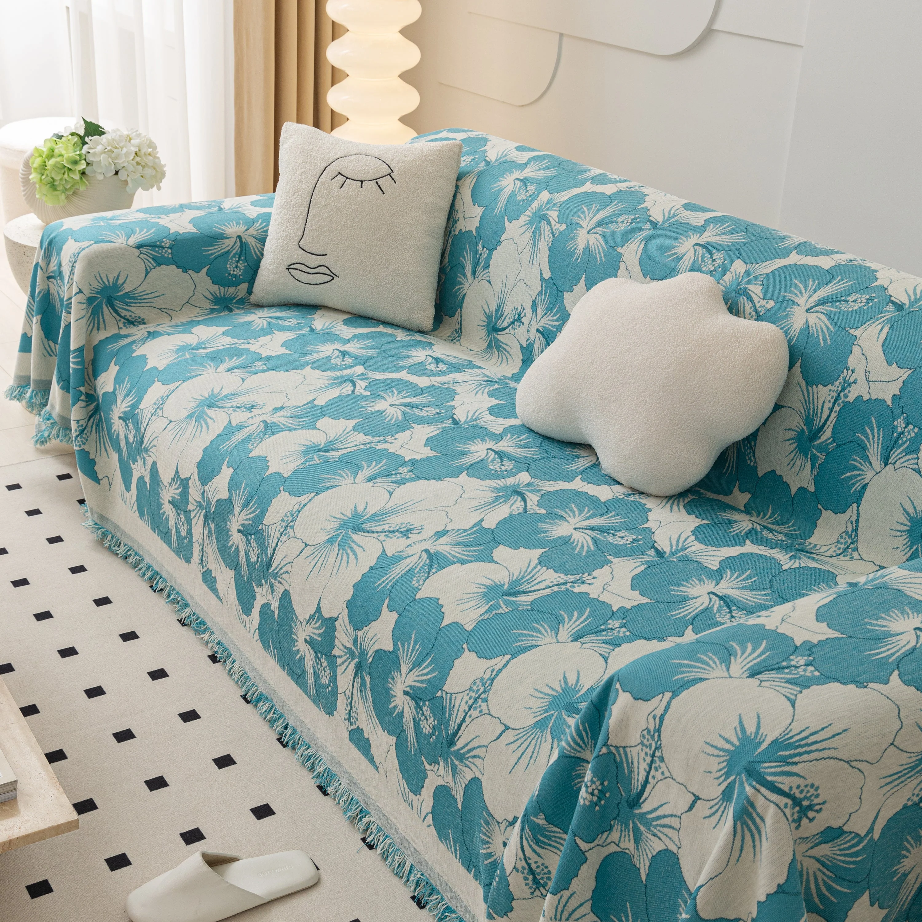 Chenille Blossoming Flowers Couch Covers, Couch Protector Blanket for Couches, Pet Furniture Throw - Image 96