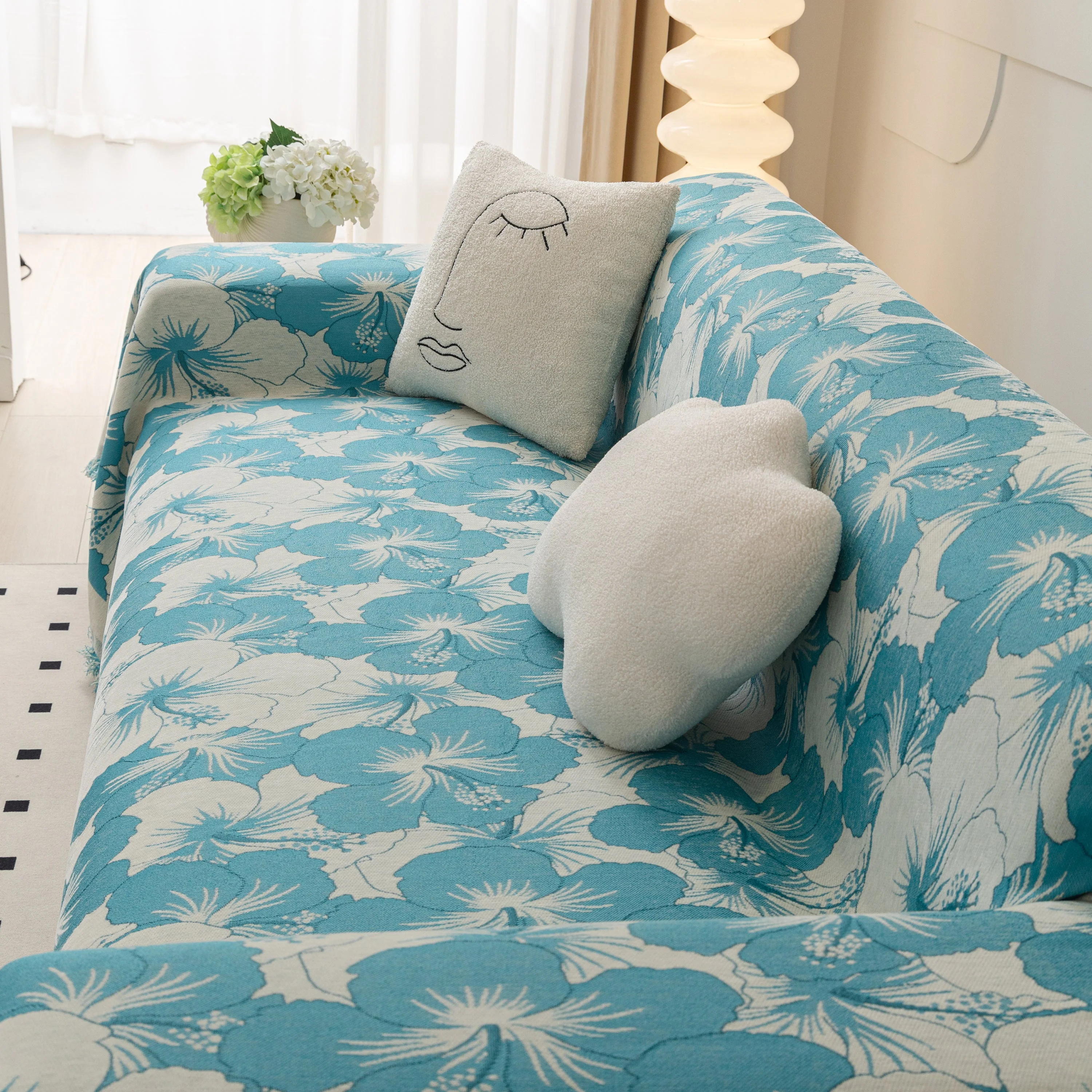 Chenille Blossoming Flowers Couch Covers, Couch Protector Blanket for Couches, Pet Furniture Throw - Image 97