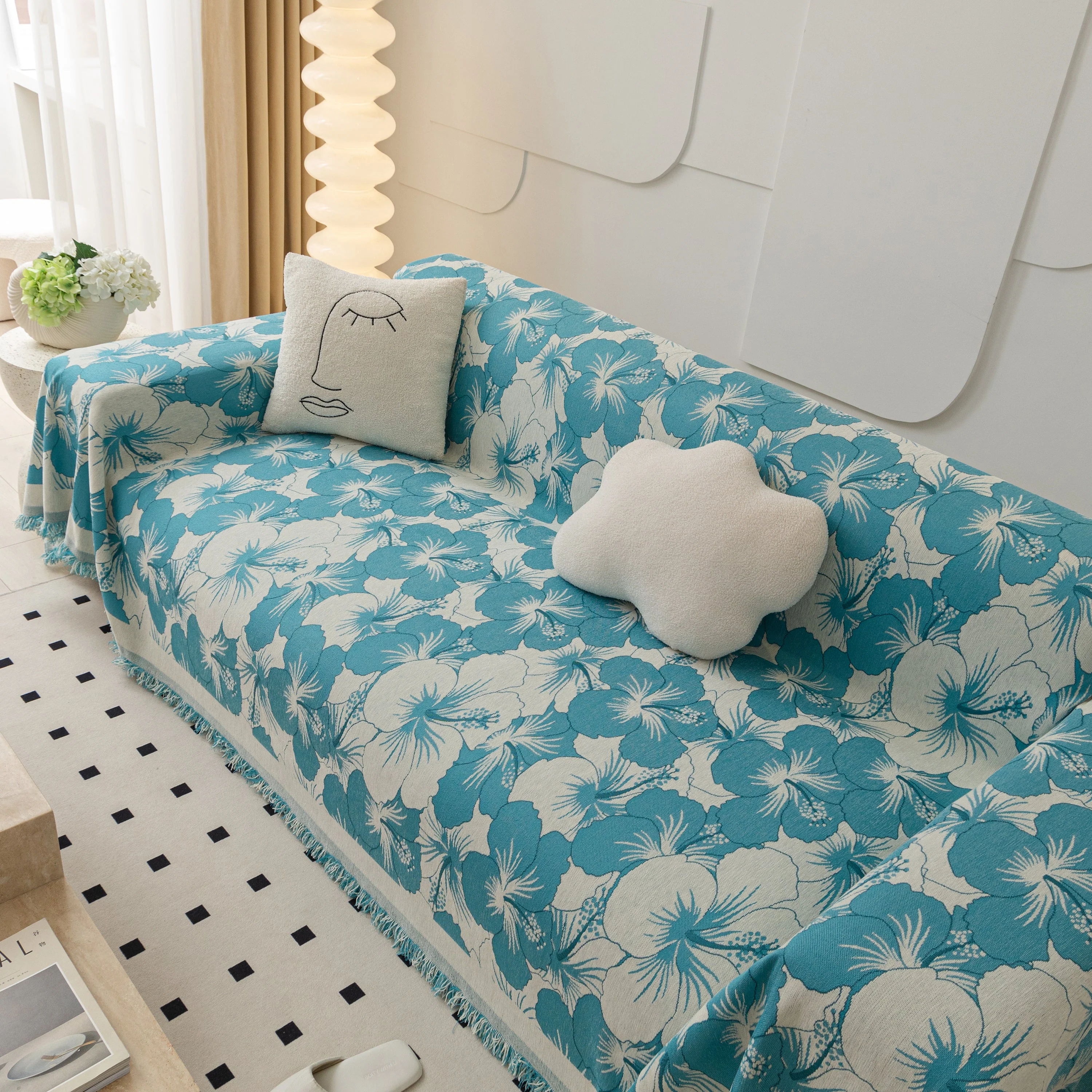 Chenille Blossoming Flowers Couch Covers, Couch Protector Blanket for Couches, Pet Furniture Throw - Image 98