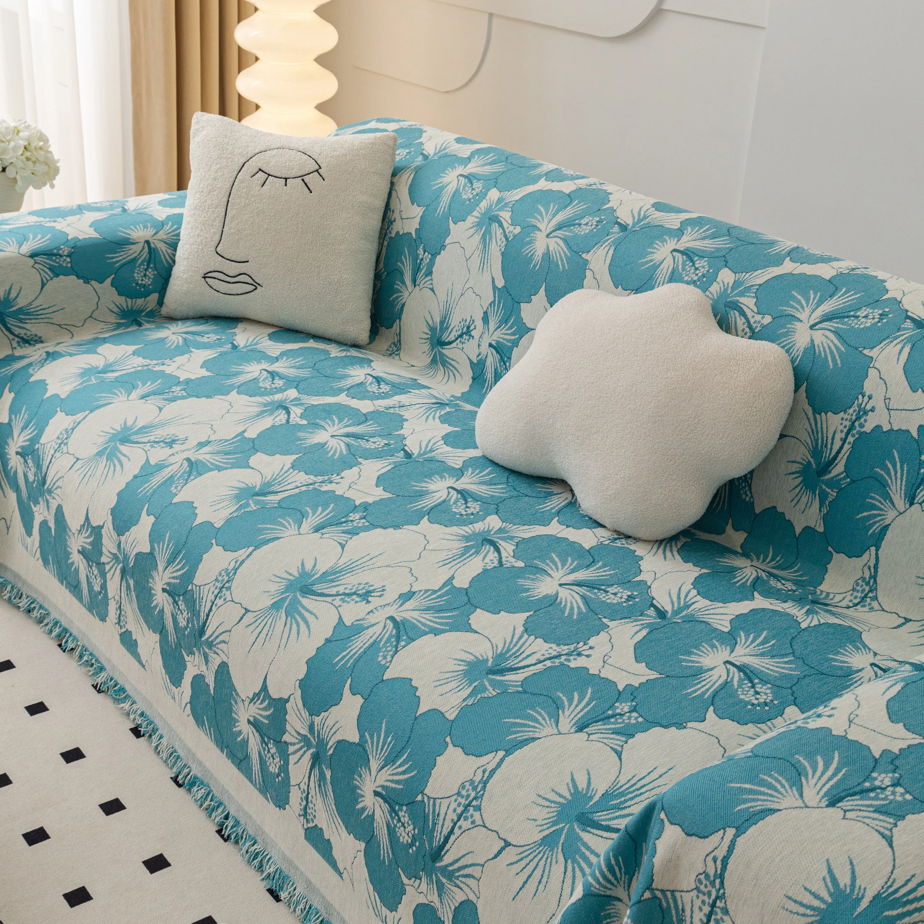 Chenille Blossoming Flowers Couch Covers, Couch Protector Blanket for Couches, Pet Furniture Throw - Image 99