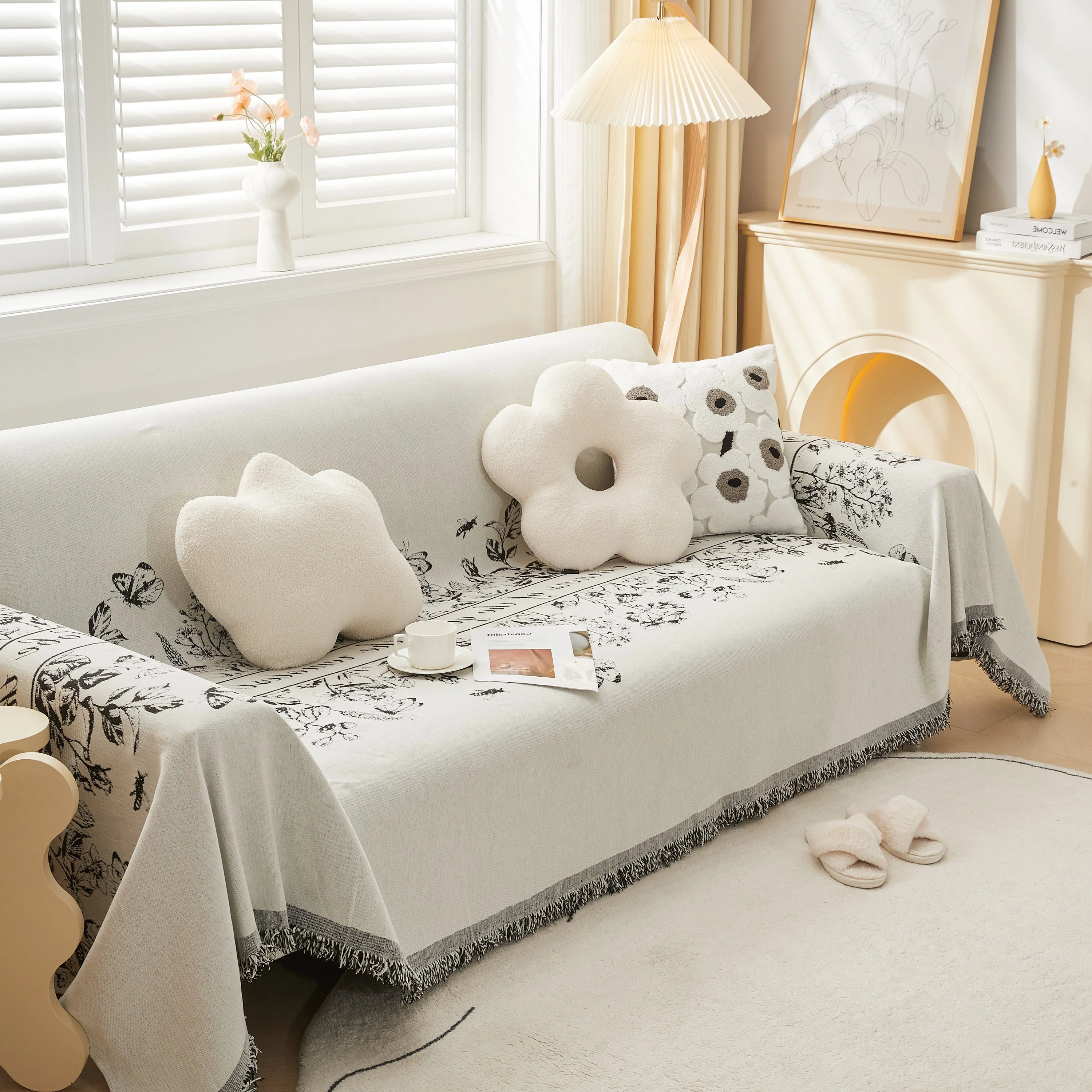 Chenille Butterfly Sofa Cover Blanket, L Shaped Couch Cover, Reversible Couch Protector - Image 10