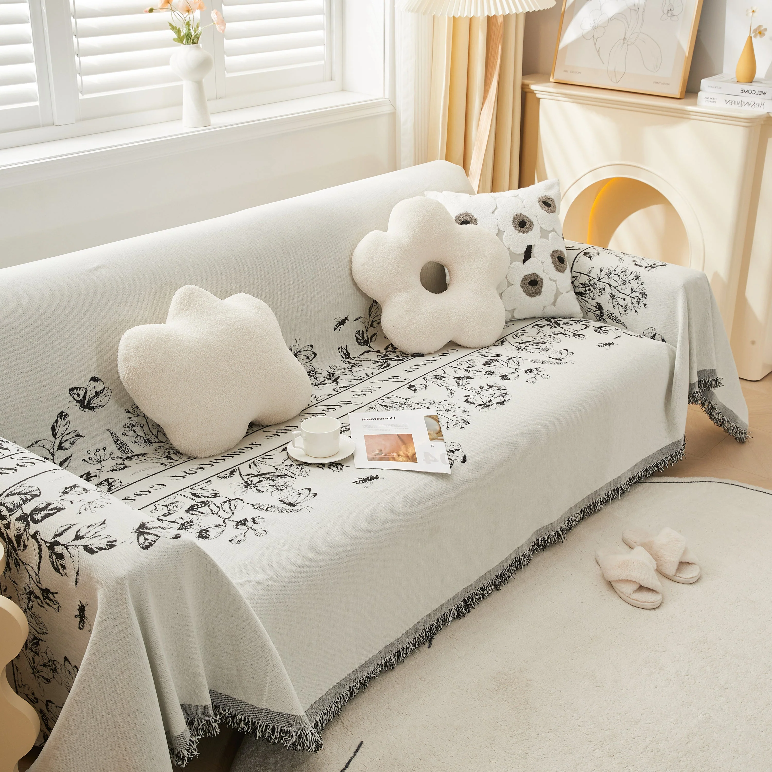 Chenille Butterfly Sofa Cover Blanket, L Shaped Couch Cover, Reversible Couch Protector - Image 11