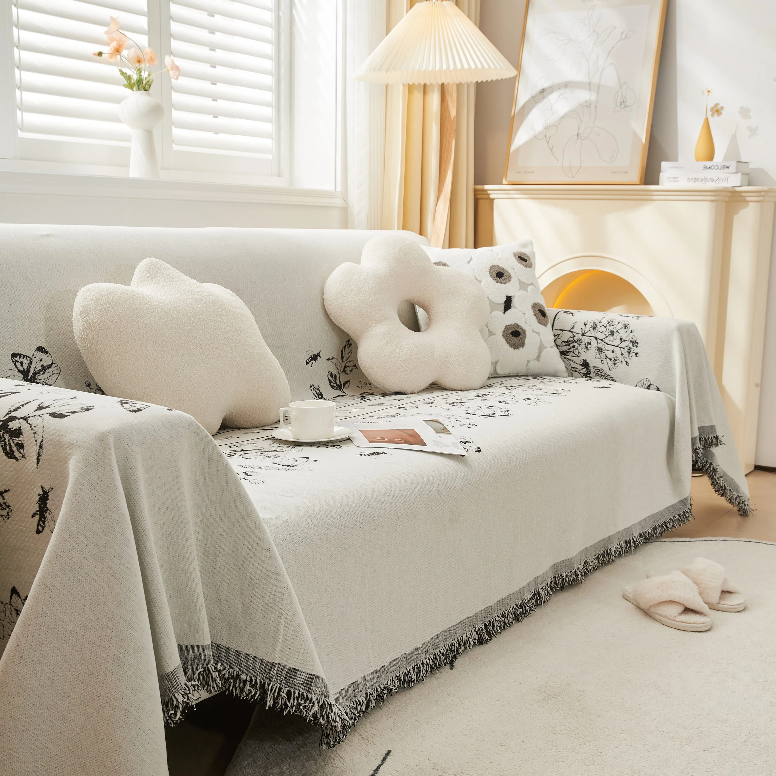 Chenille Butterfly Sofa Cover Blanket, L Shaped Couch Cover, Reversible Couch Protector - Image 12