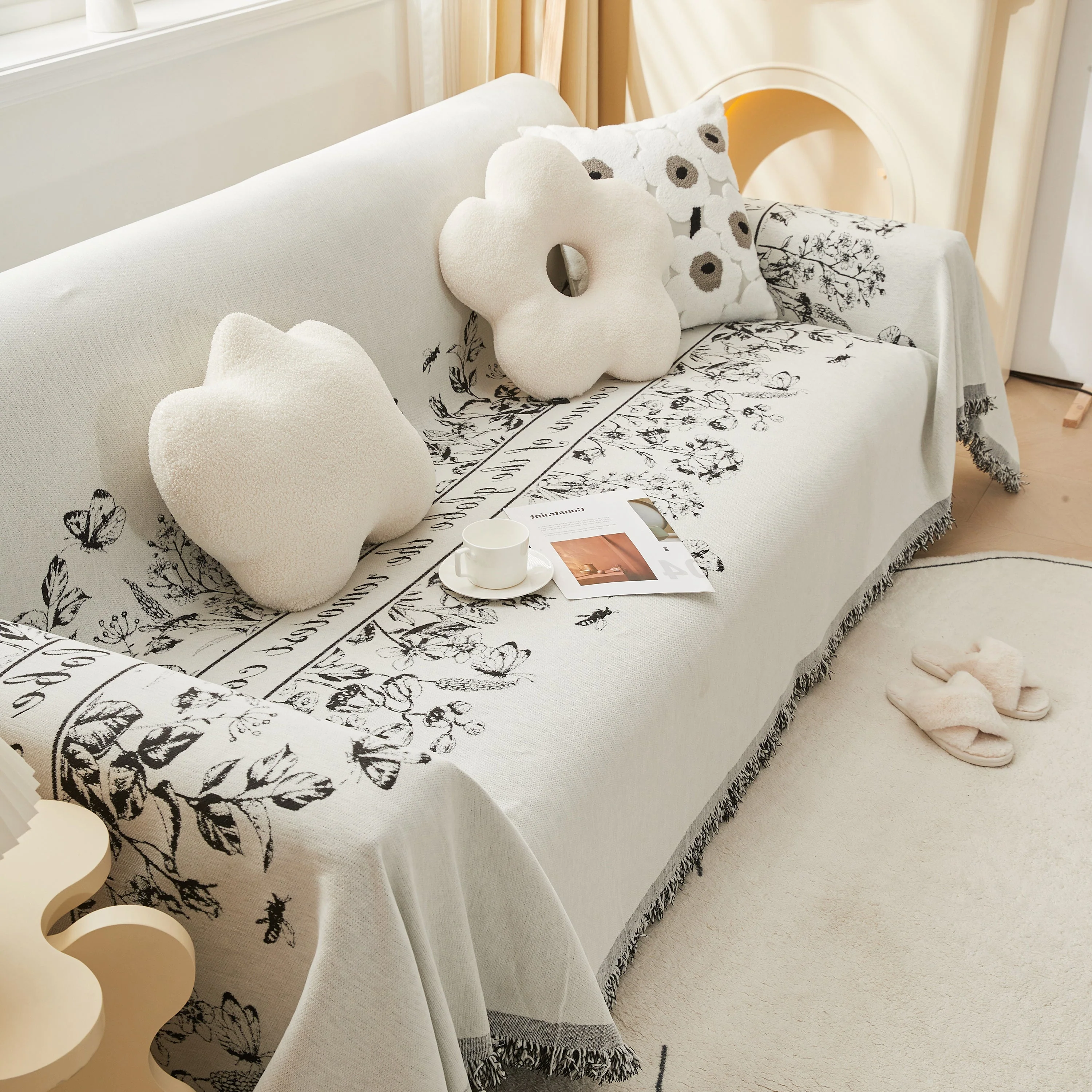 Chenille Butterfly Sofa Cover Blanket, L Shaped Couch Cover, Reversible Couch Protector - Image 13