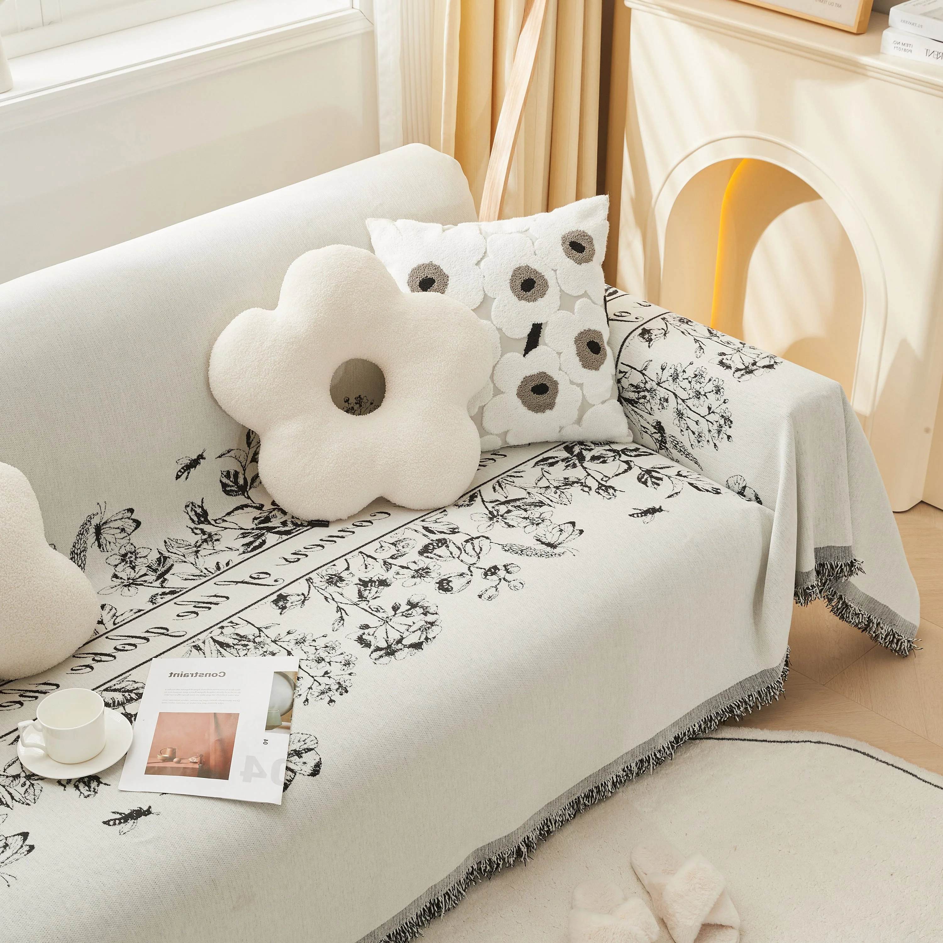 Chenille Butterfly Sofa Cover Blanket, L Shaped Couch Cover, Reversible Couch Protector - Image 14