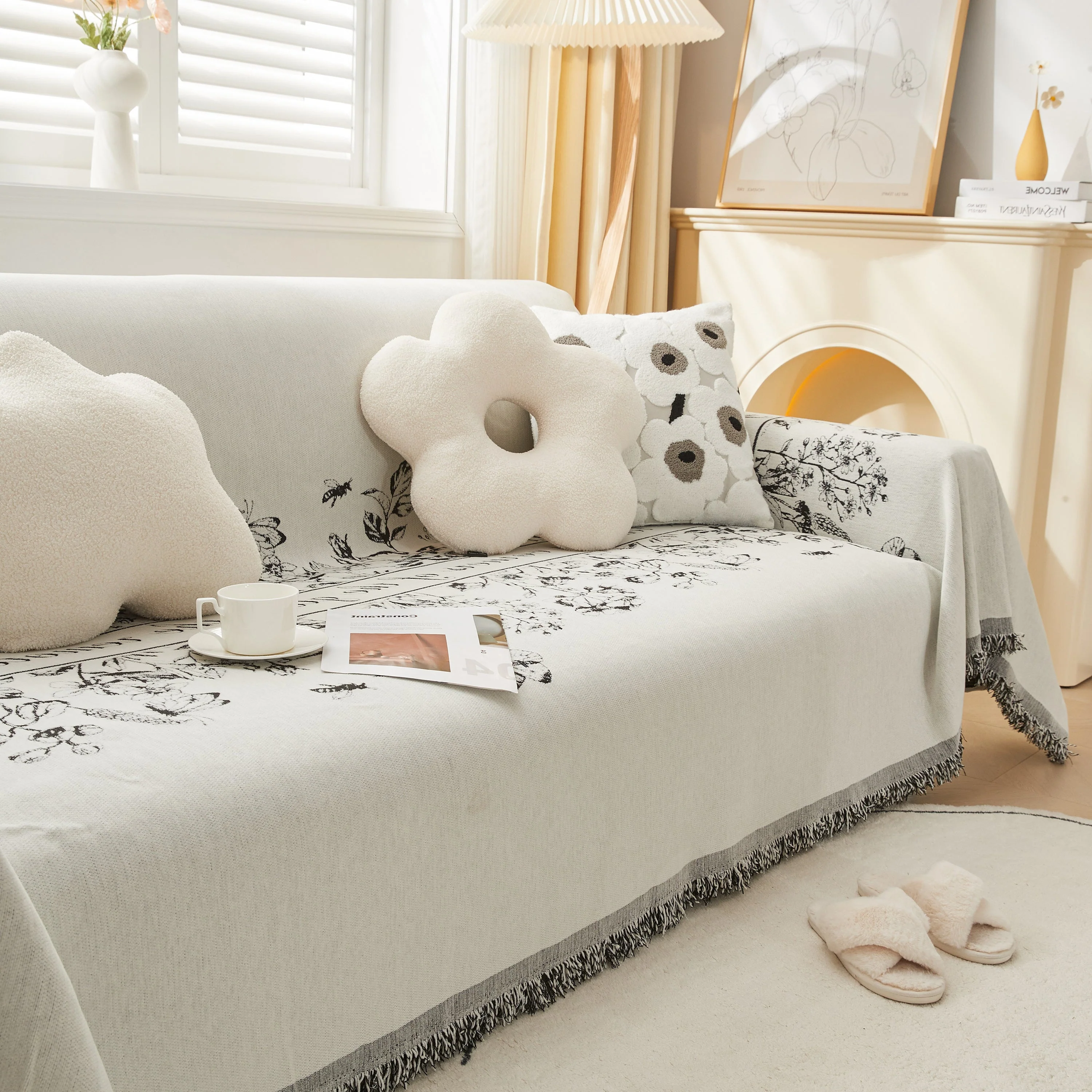 Chenille Butterfly Sofa Cover Blanket, L Shaped Couch Cover, Reversible Couch Protector - Image 15