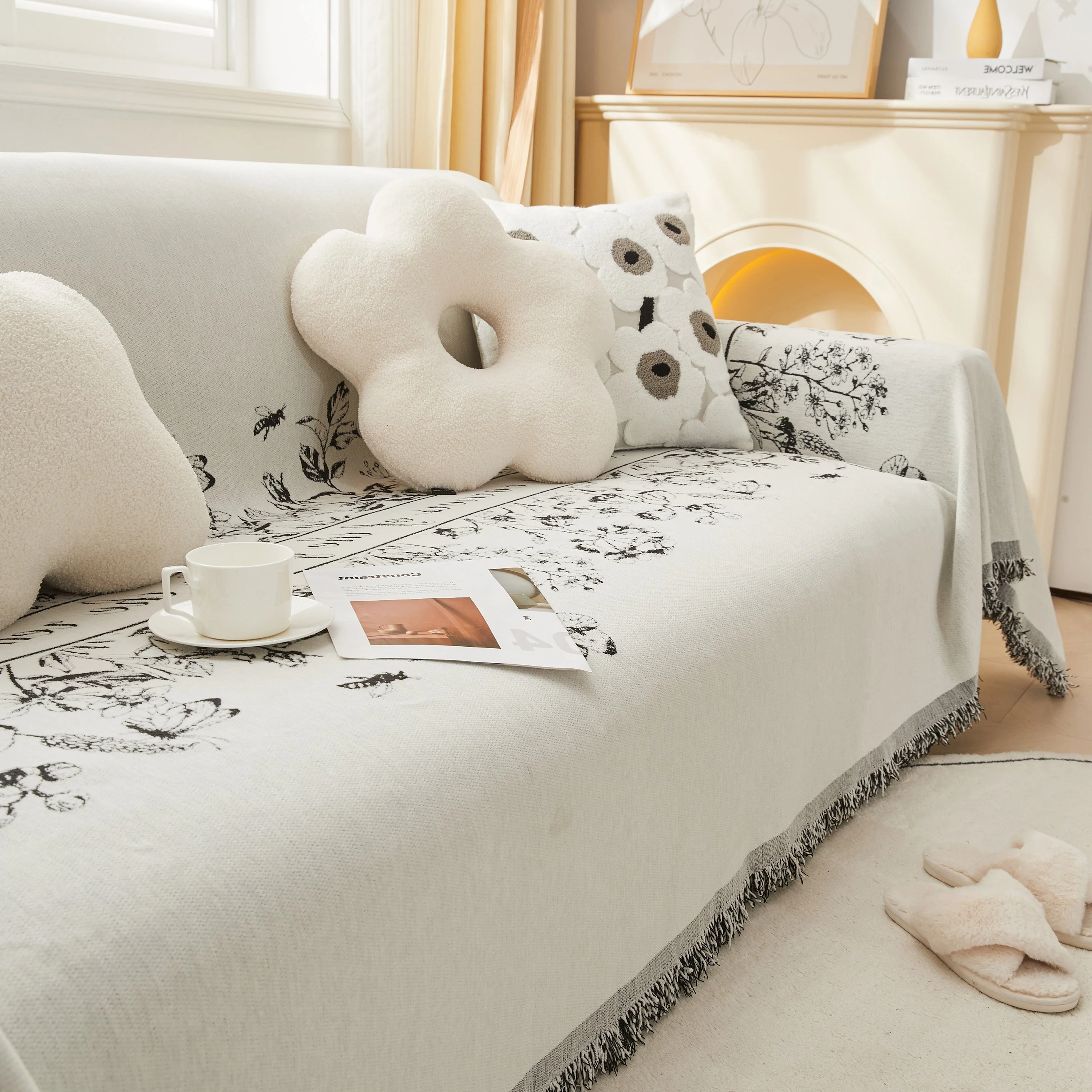 Chenille Butterfly Sofa Cover Blanket, L Shaped Couch Cover, Reversible Couch Protector - Image 16