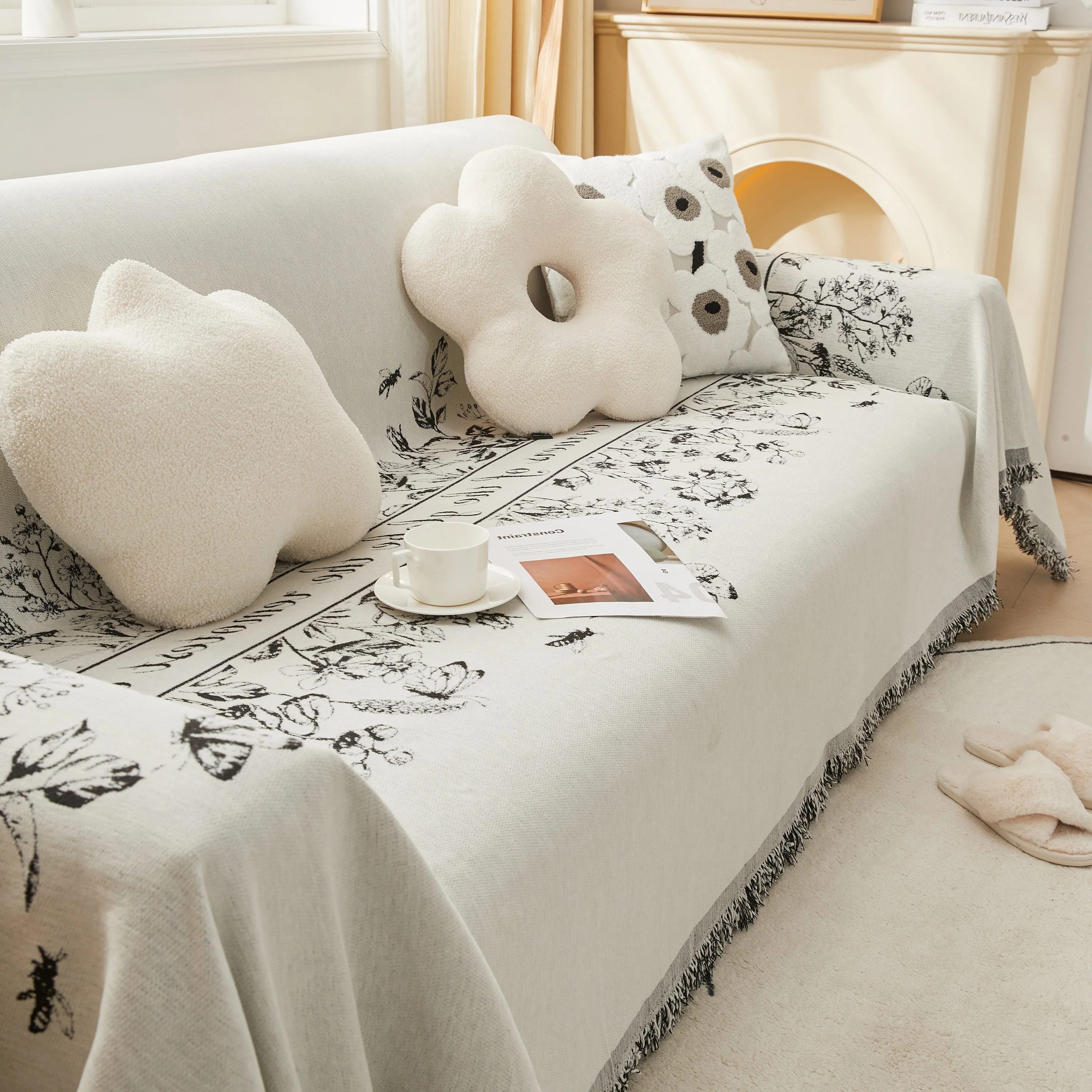 Chenille Butterfly Sofa Cover Blanket, L Shaped Couch Cover, Reversible Couch Protector - Image 17