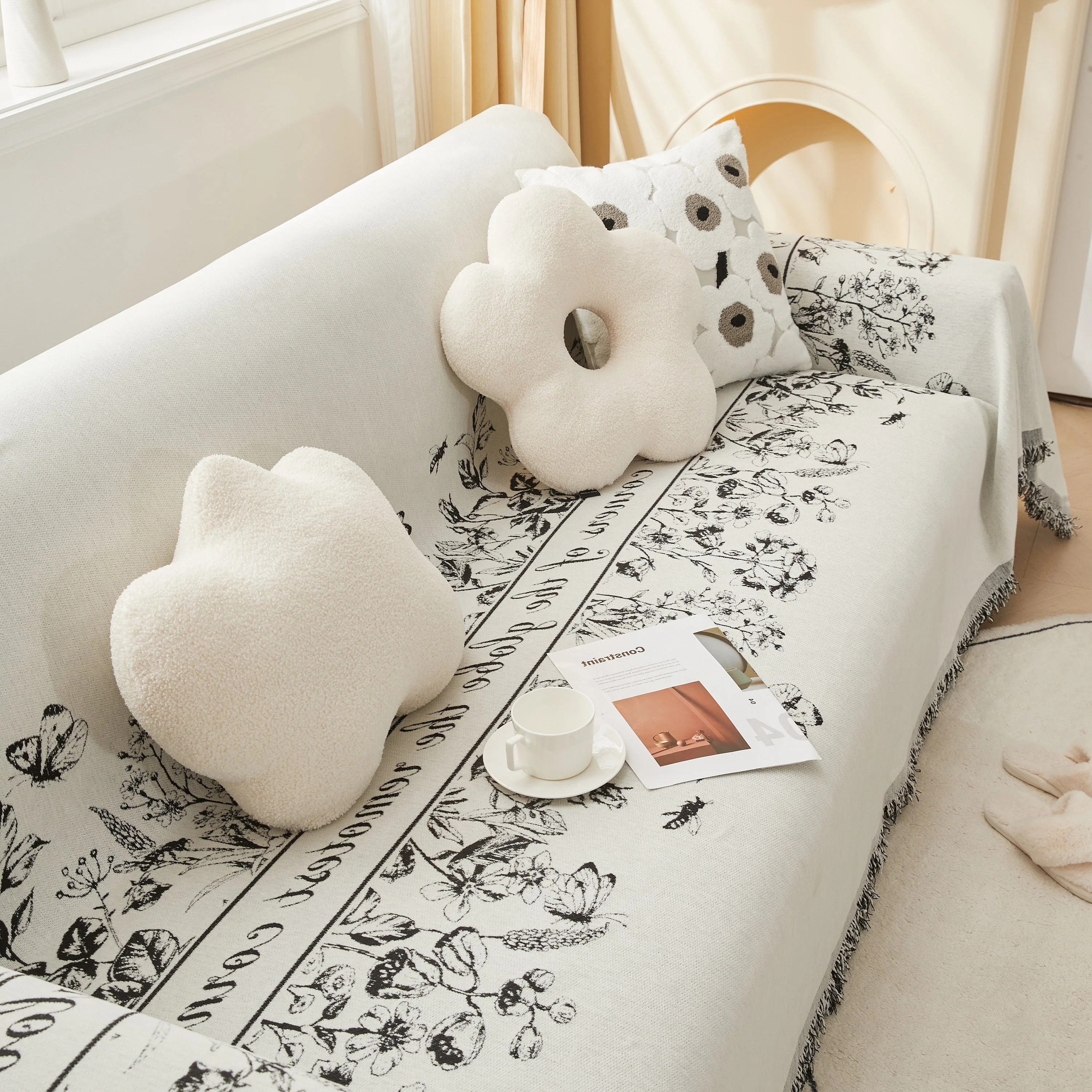 Chenille Butterfly Sofa Cover Blanket, L Shaped Couch Cover, Reversible Couch Protector - Image 18