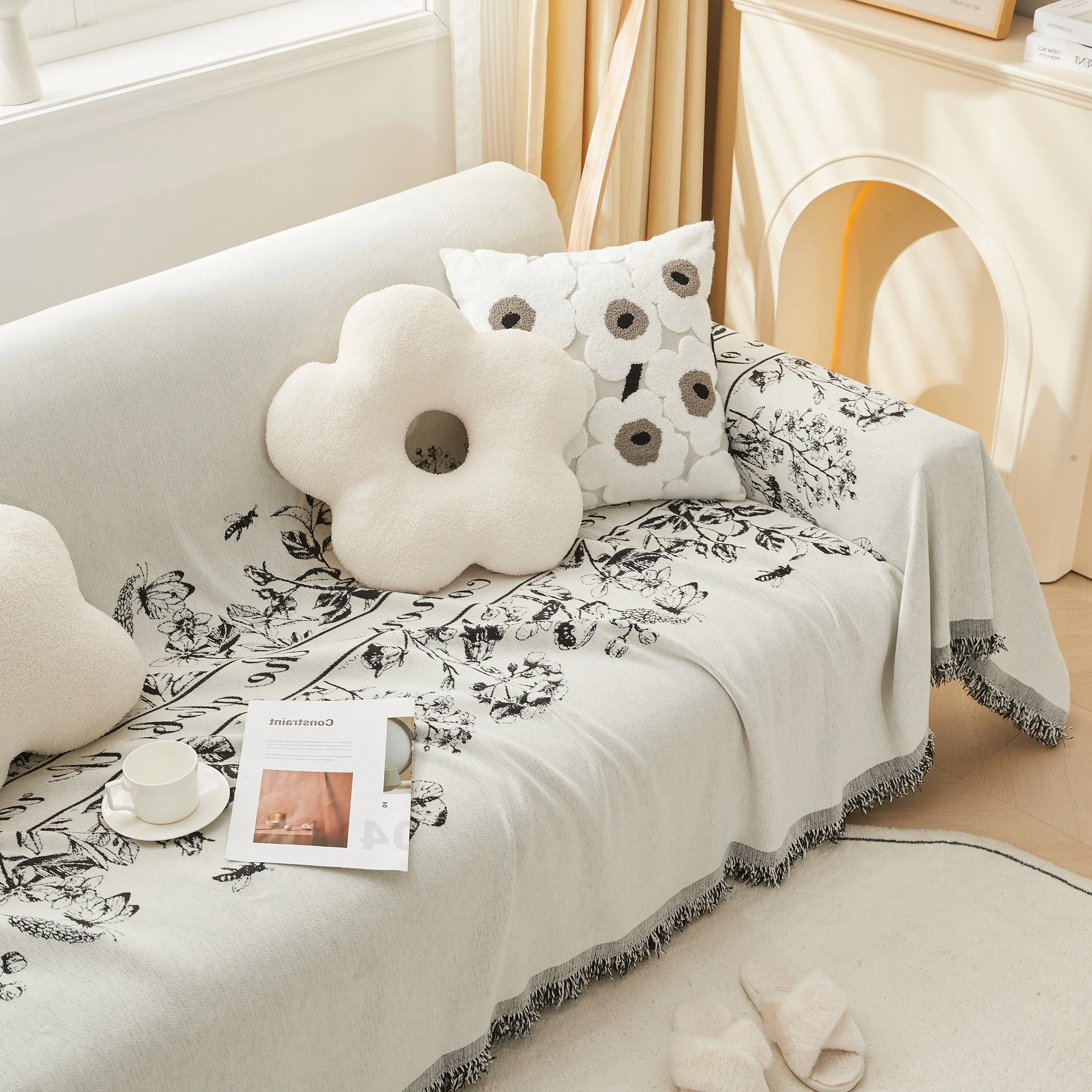 Chenille Butterfly Sofa Cover Blanket, L Shaped Couch Cover, Reversible Couch Protector - Image 20