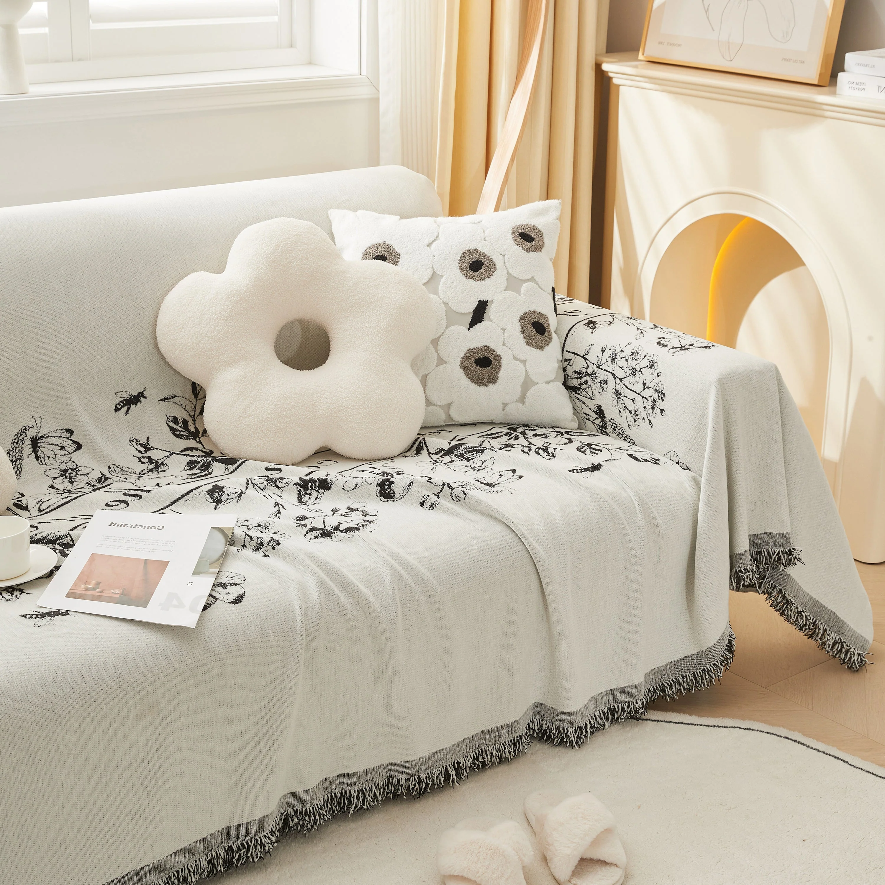 Chenille Butterfly Sofa Cover Blanket, L Shaped Couch Cover, Reversible Couch Protector - Image 21