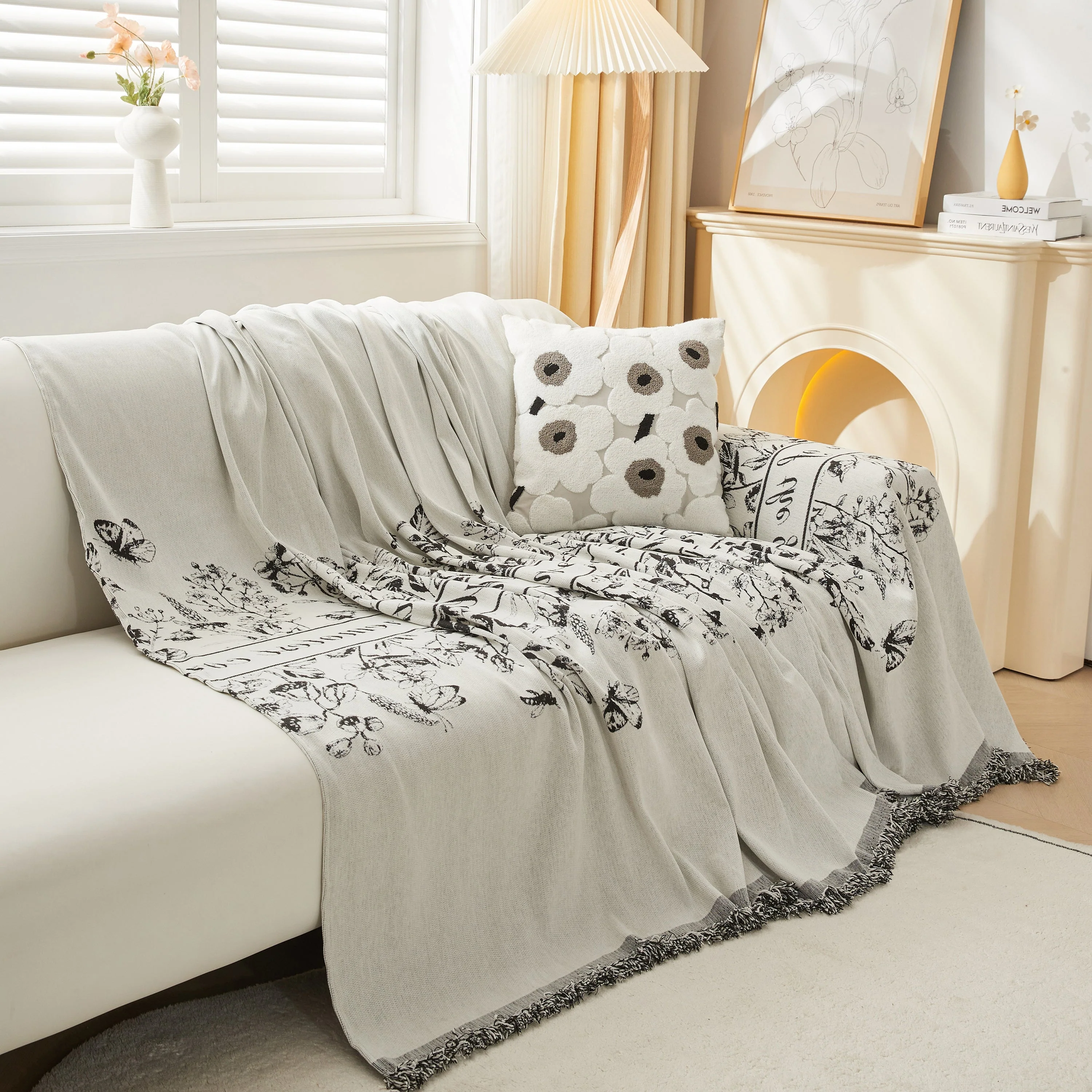 Chenille Butterfly Sofa Cover Blanket, L Shaped Couch Cover, Reversible Couch Protector - Image 22