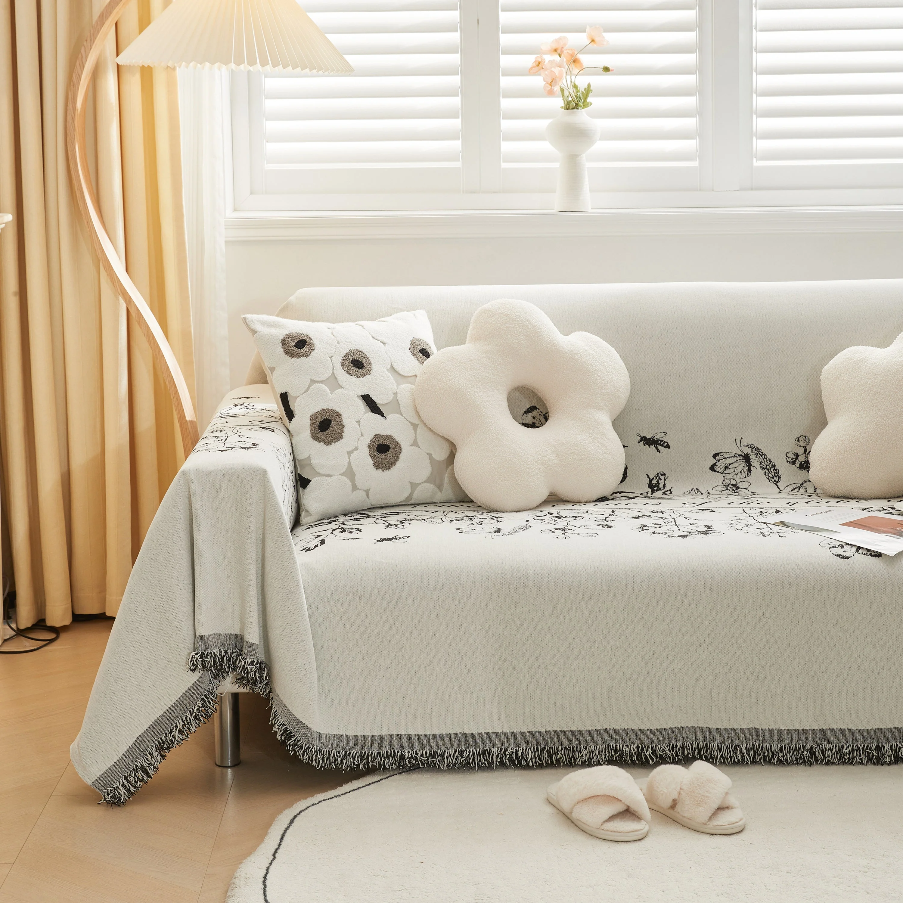 Chenille Butterfly Sofa Cover Blanket, L Shaped Couch Cover, Reversible Couch Protector - Image 6